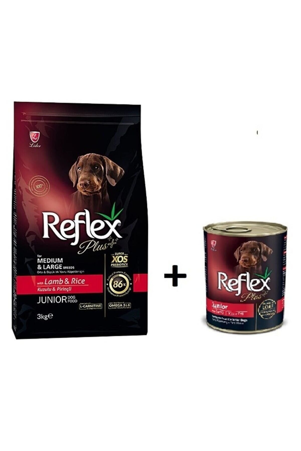 Reflex Plus Orta Irk Kuzu Etli 3 Kg Yavru Köpek Maması+konserve