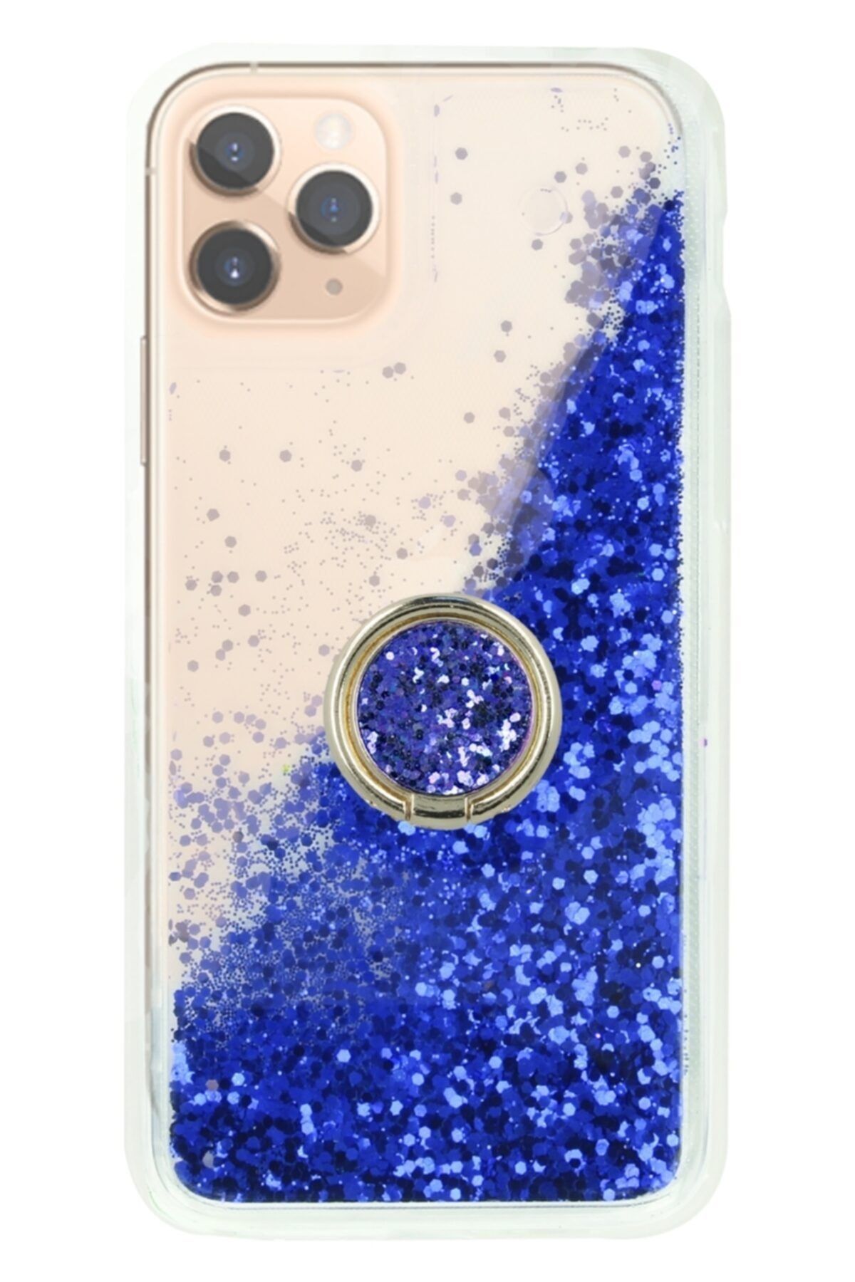 Dafoni Iphone 11 Pro Max Simli Sulu Yüzük Tutuculu Mavi Rubber Kılıf