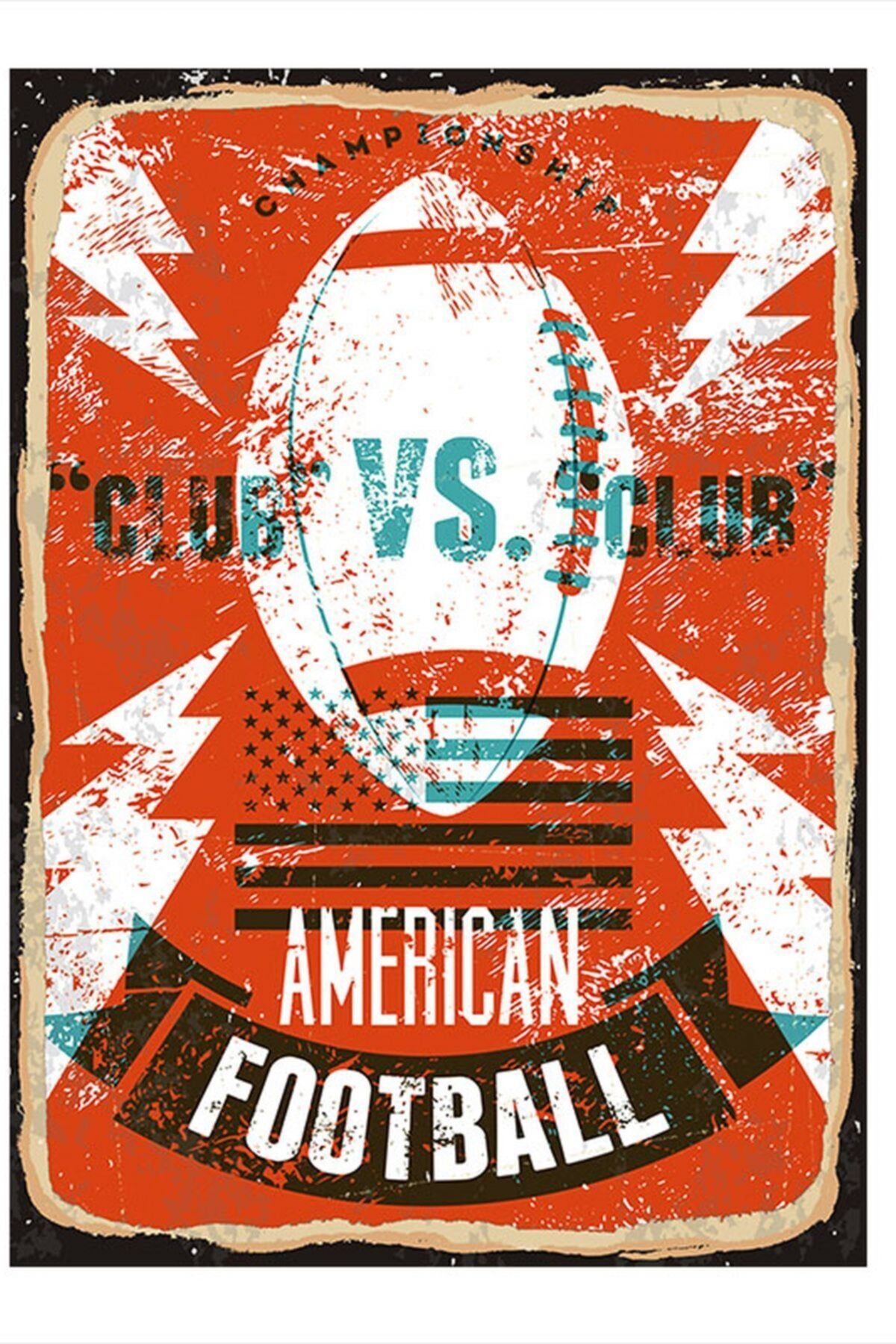 Tablomega Amerikan Futbolu Model Ahşap Tablo 35cm X 50cm