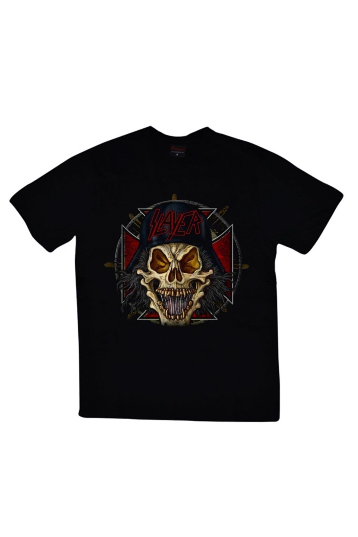 fame-stoned Unisex Siyah Slayer Baskılı T-shirt