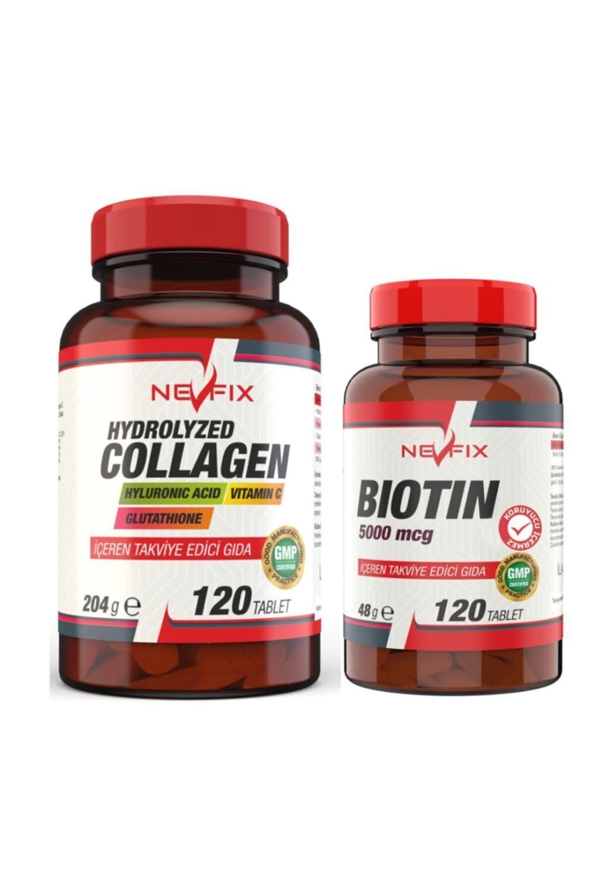 Nevfix Kolajen (collagen) Hyaluronic Acid 120 Tablet Biotin 5000 Mcg 120 Tablet