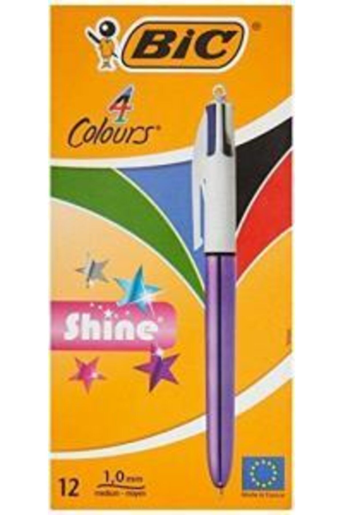 Bic 951351 Tükenmez Kalem Shine 4 Colours Mor Gövde 12 Li (1 Paket 12 Adet)