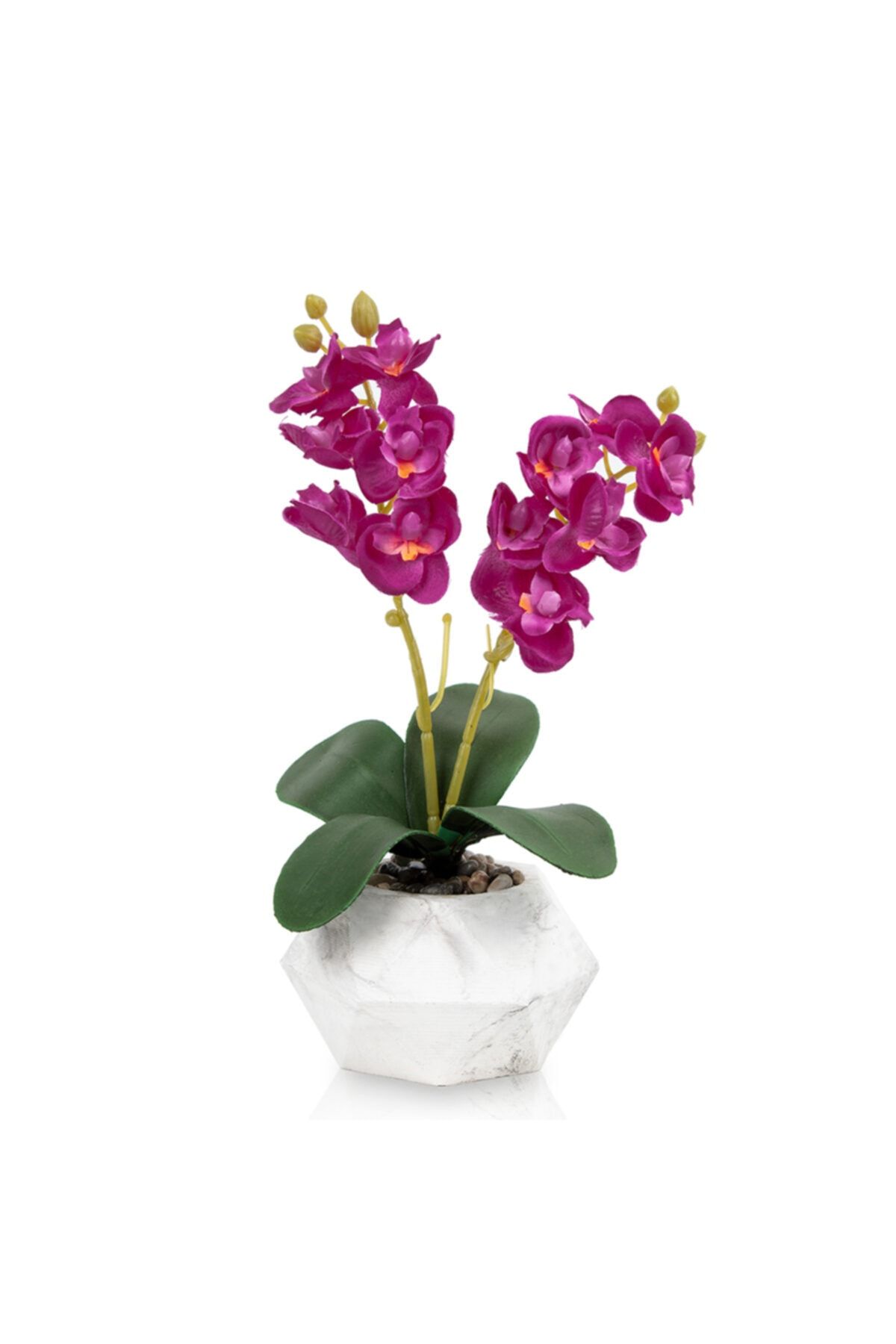 Çiçekmisin Mermer Saksıda Dekoratif Orkide Yapay Çiçek