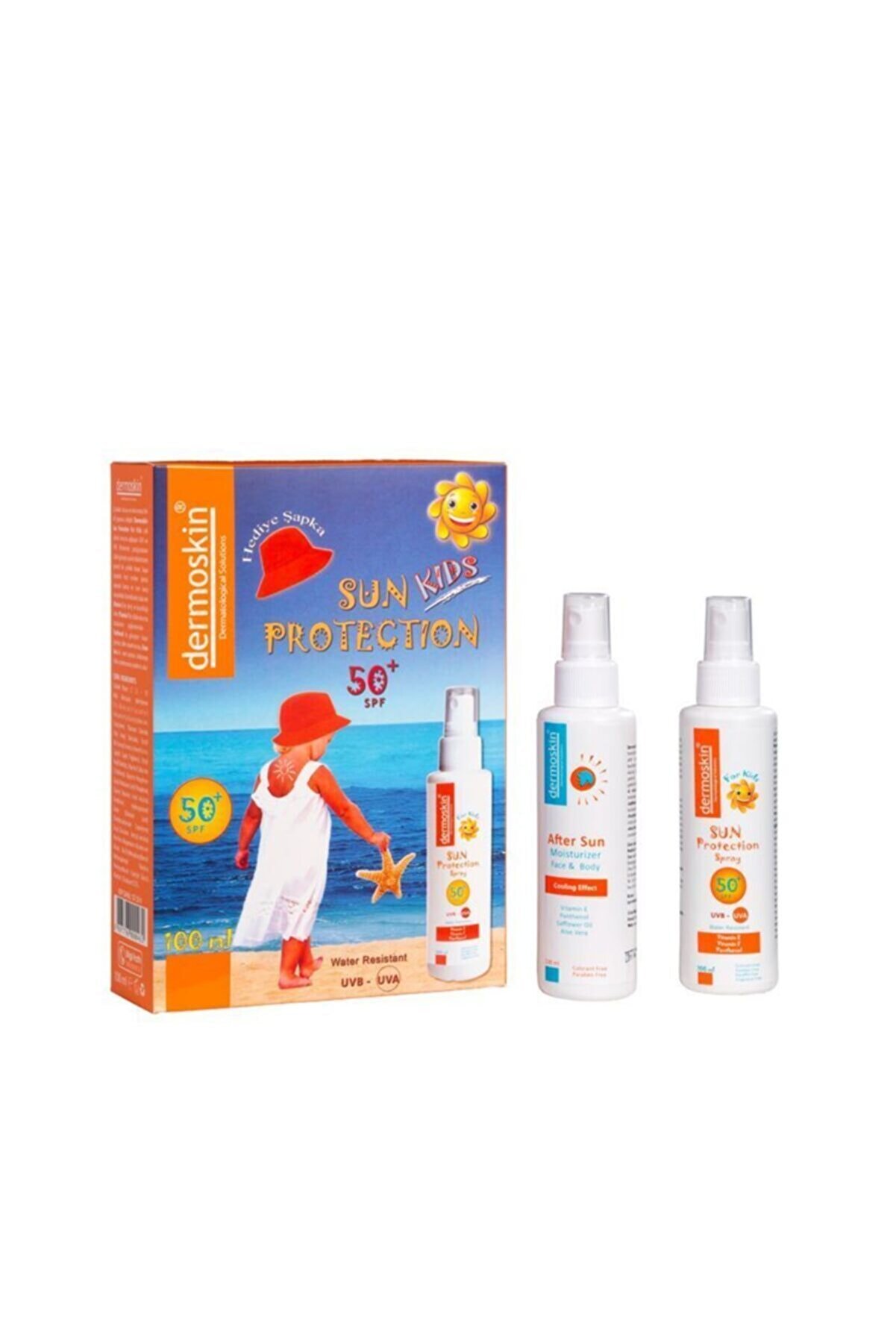 Dermoskin Unisex Çocuk için SPF50+ Güneş Koruyucu  Spray 100 ml +Şapka