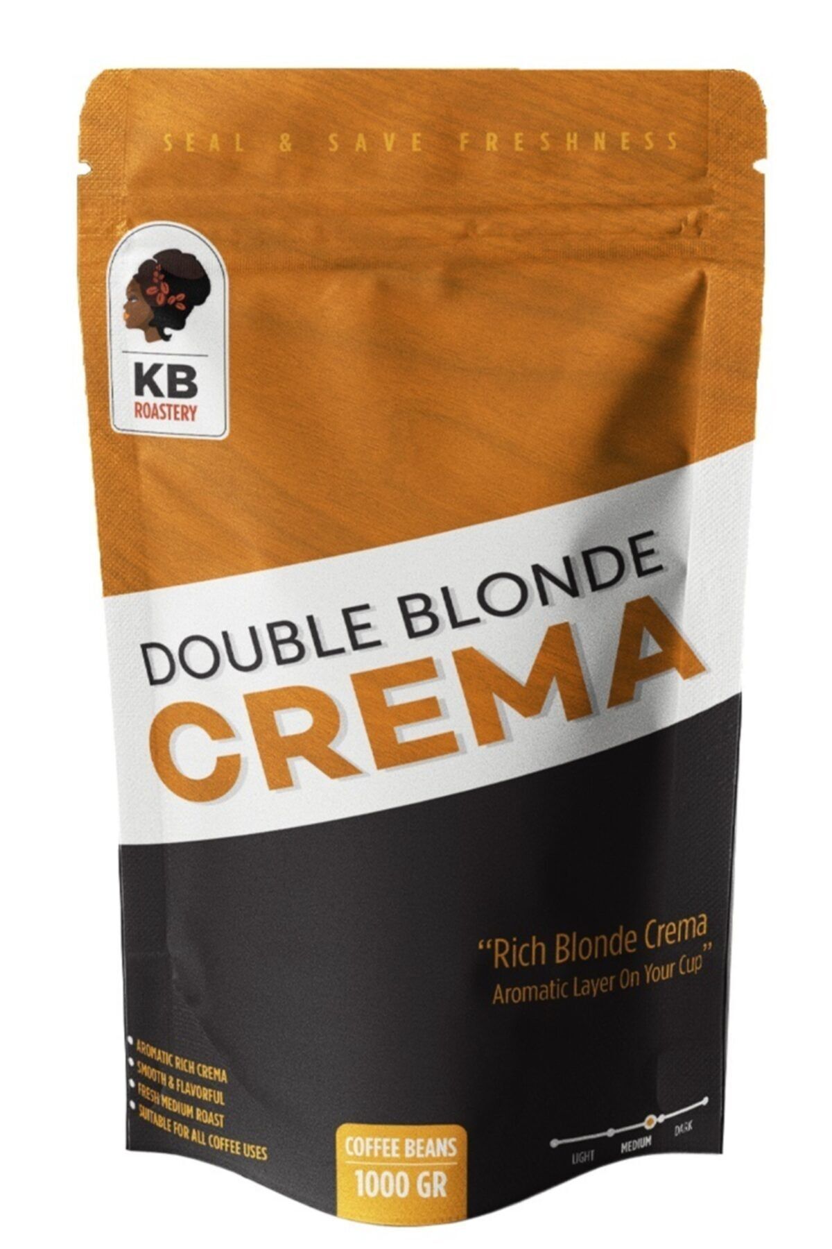 KOFFIEBOON Double Blonde Crema - 1 Kg - Çekirdek Kahve - Orta-koyu Kavrulmuş - Espresso / Filtre Kahve Uyumlu -