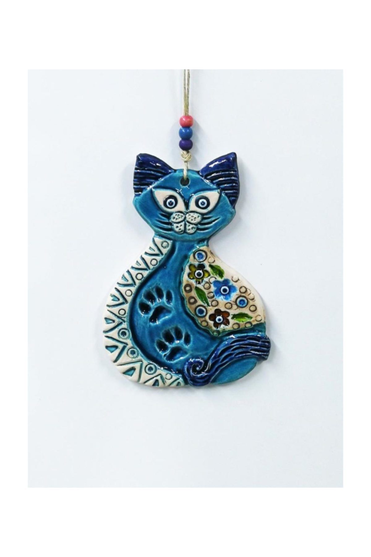 SUME Mavi Kedi Figürlü Askılı Dekoratif Duvar Süsü Nazarlık