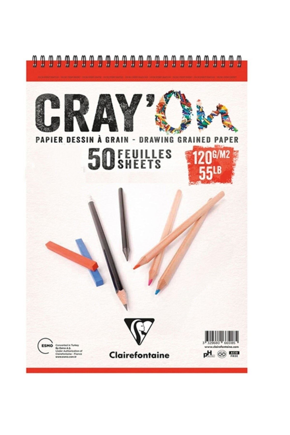 Clairefontaine Crayon Çizim Blok A3 120gr 50 Yaprak Üst Spiral Cd966519