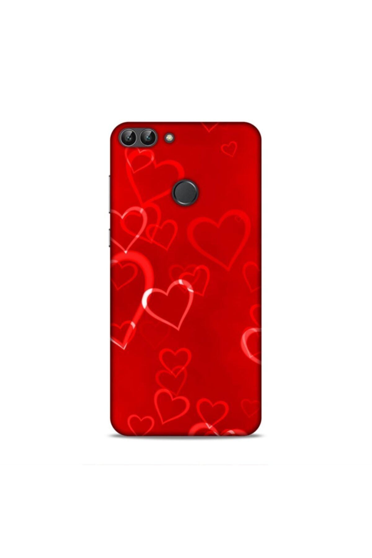 Pickcase Huawei P Smart Kılıf Desenli Arka Kapak Kırmızı Kalpler