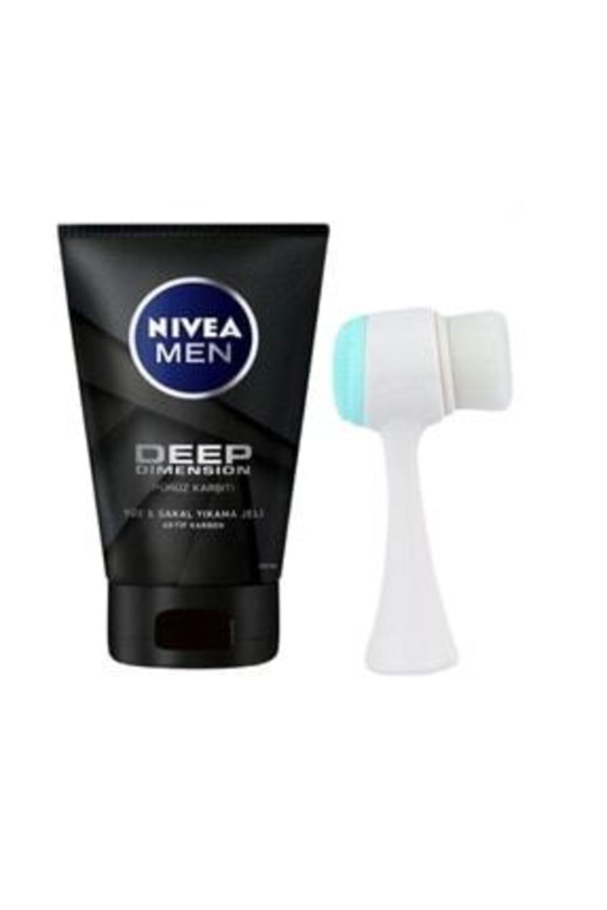 NIVEA Men Deep Dimension Yüz Ve Sakal Temizleme Jeli 100 ml + Yüz Temizleme Fırçası