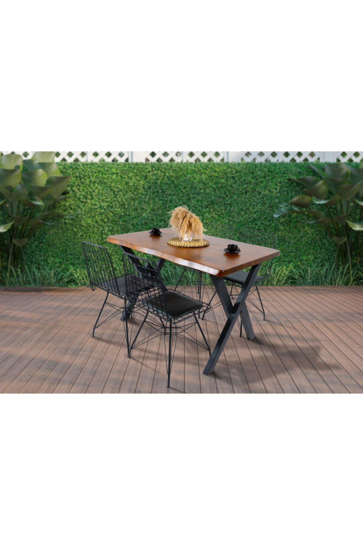 Avvio Kahverengi Kütük Bahçe Masası 4 Kişilik  80x120 cm