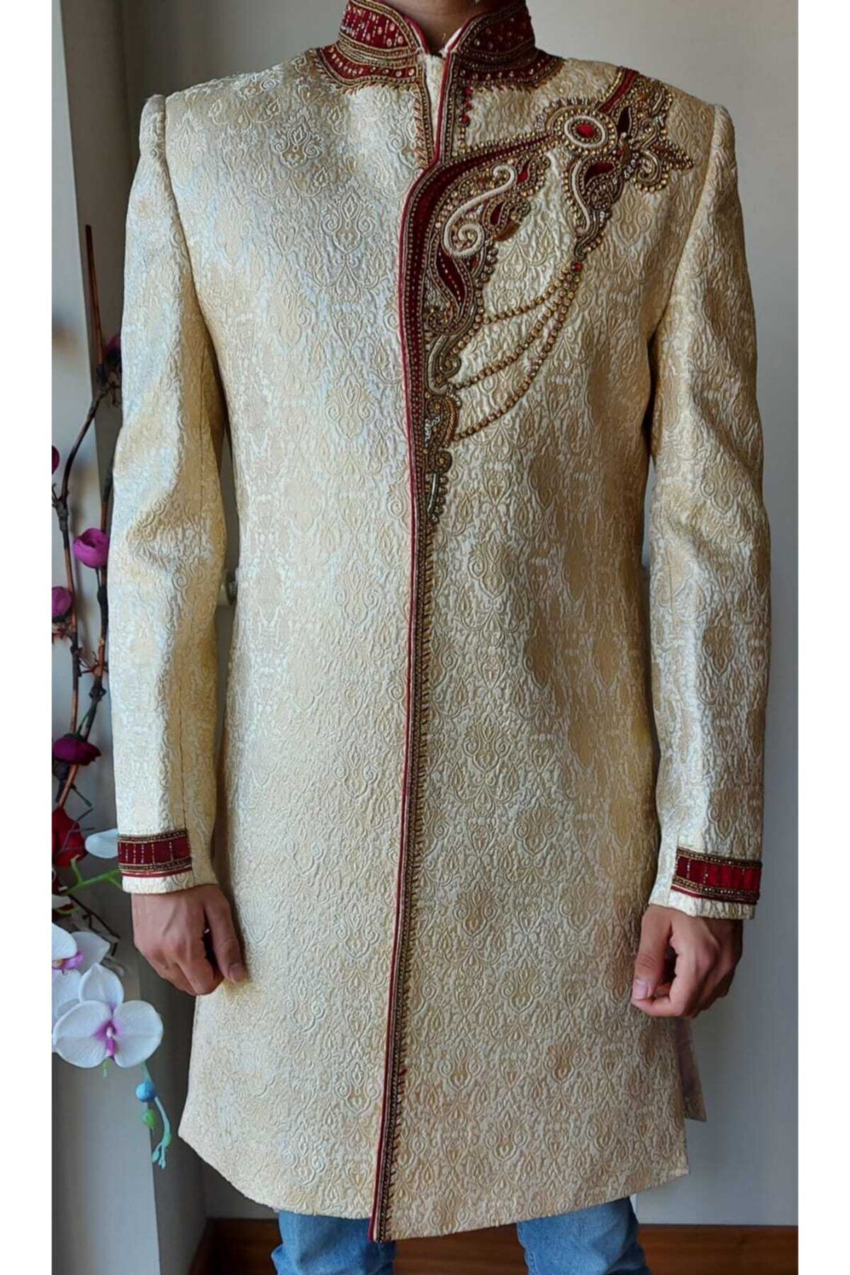 Aashiv's Collection Erkek Gelinlik Ceket Hint  (sherwani)