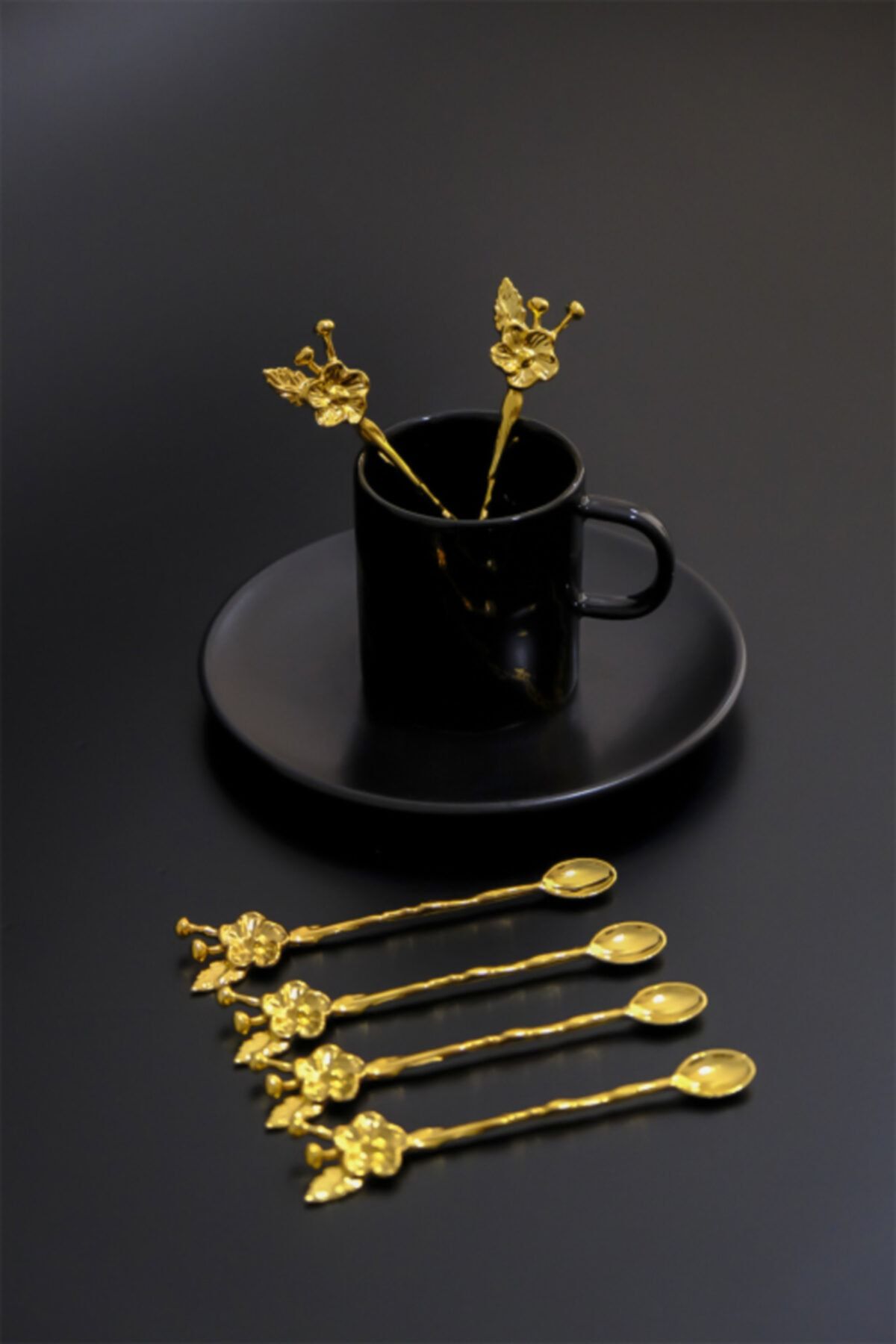 Planet X 6 Kişilik Lüx Çay Kaşığı Gold Japon Gülü