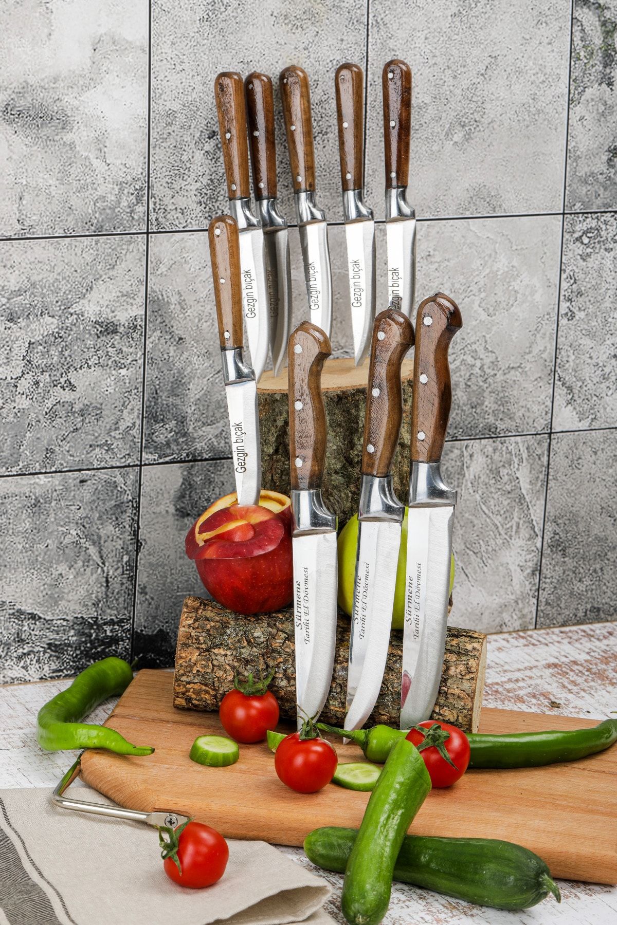 Gezgin Bıçak Premium Paslanmaz Çelik 9 lu Bıçak Seti