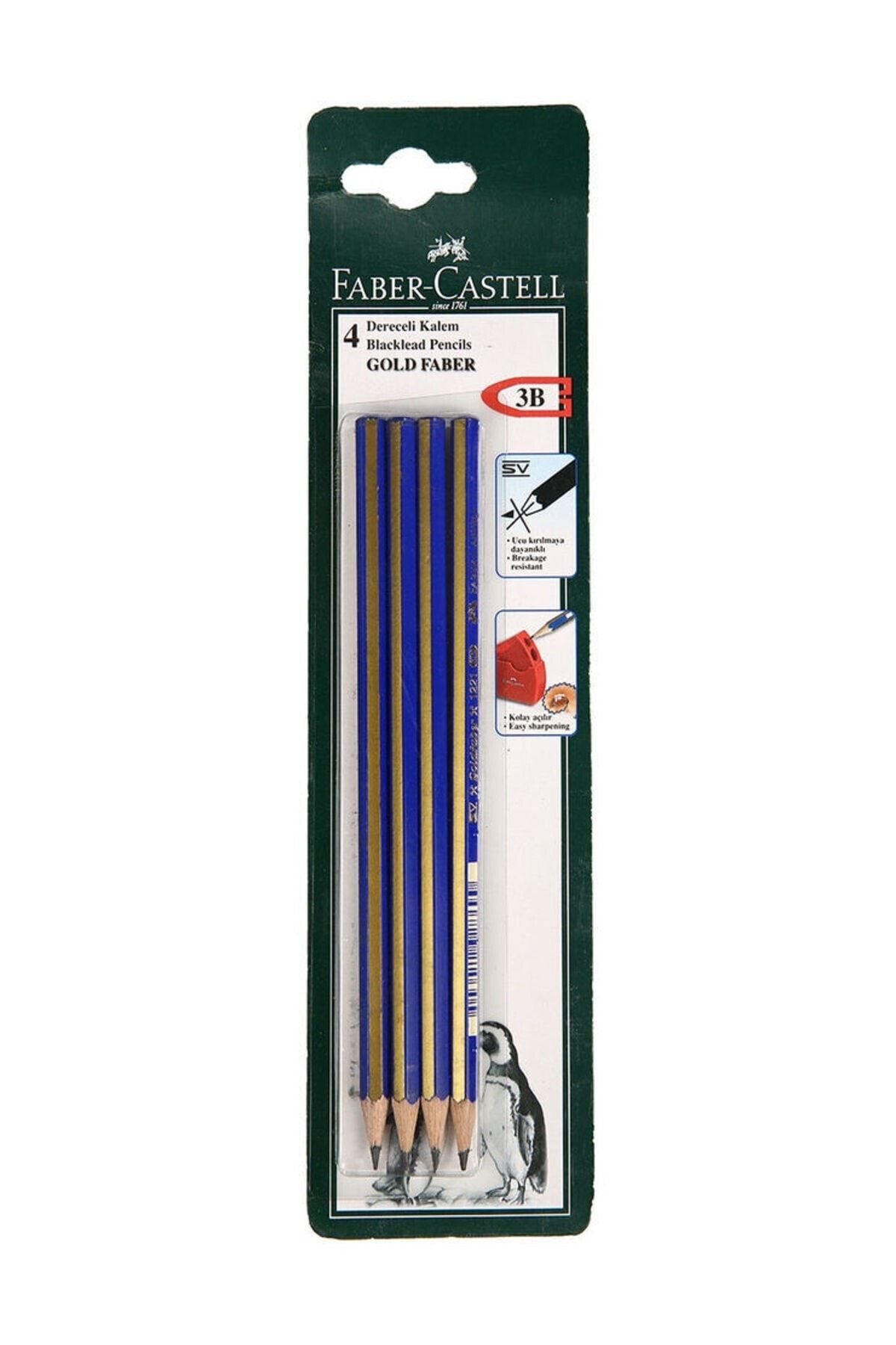 Faber Castell Faber-castell Dereceli Kurşun Kalem Gold 3b Kartelali 4 Lü 5504112503