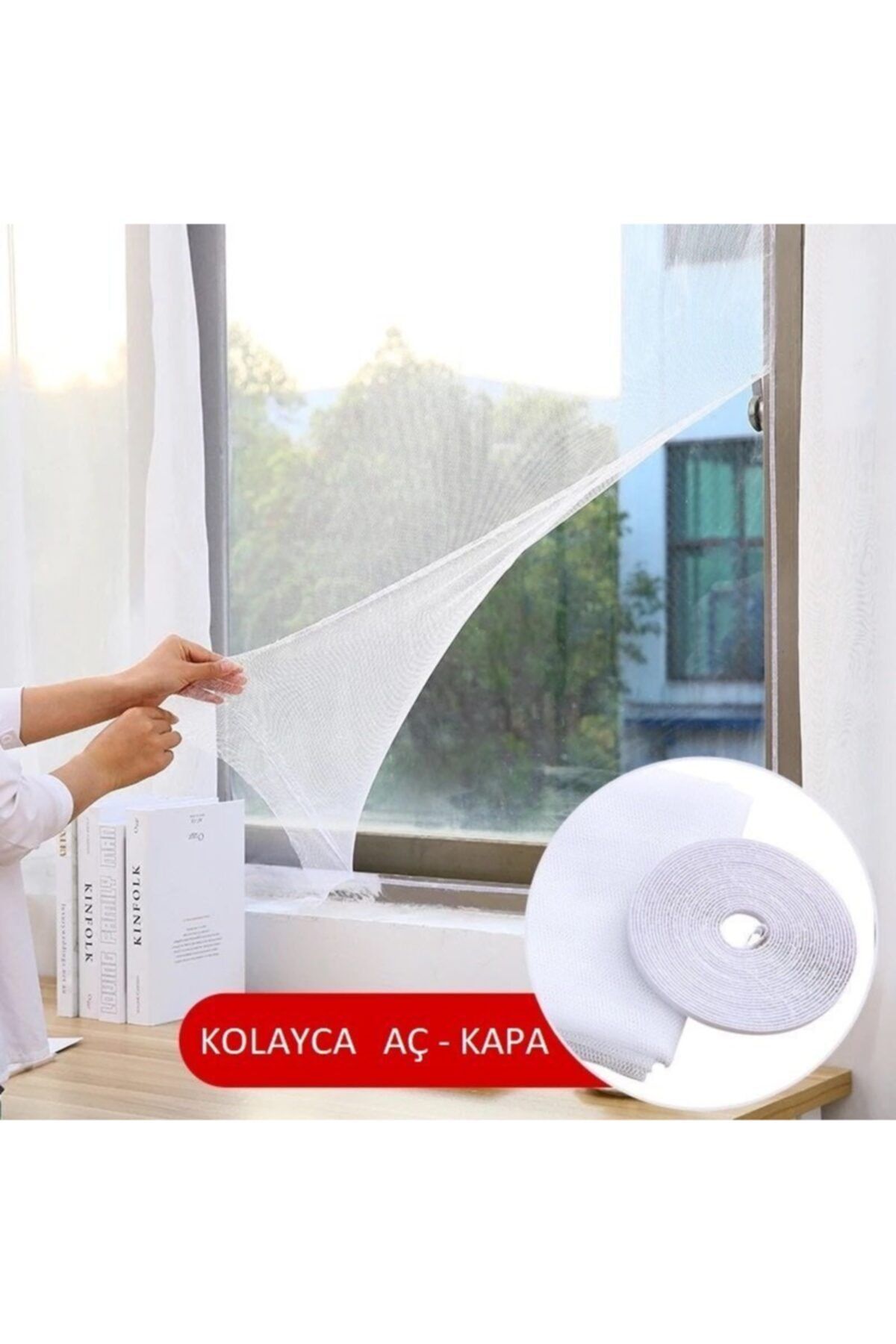 OMAK Sineklik Yıkanabilir Pencere Sinekliği Cırt Bantlı Yapışkanlı 130cm X 150cm-swatter-windows