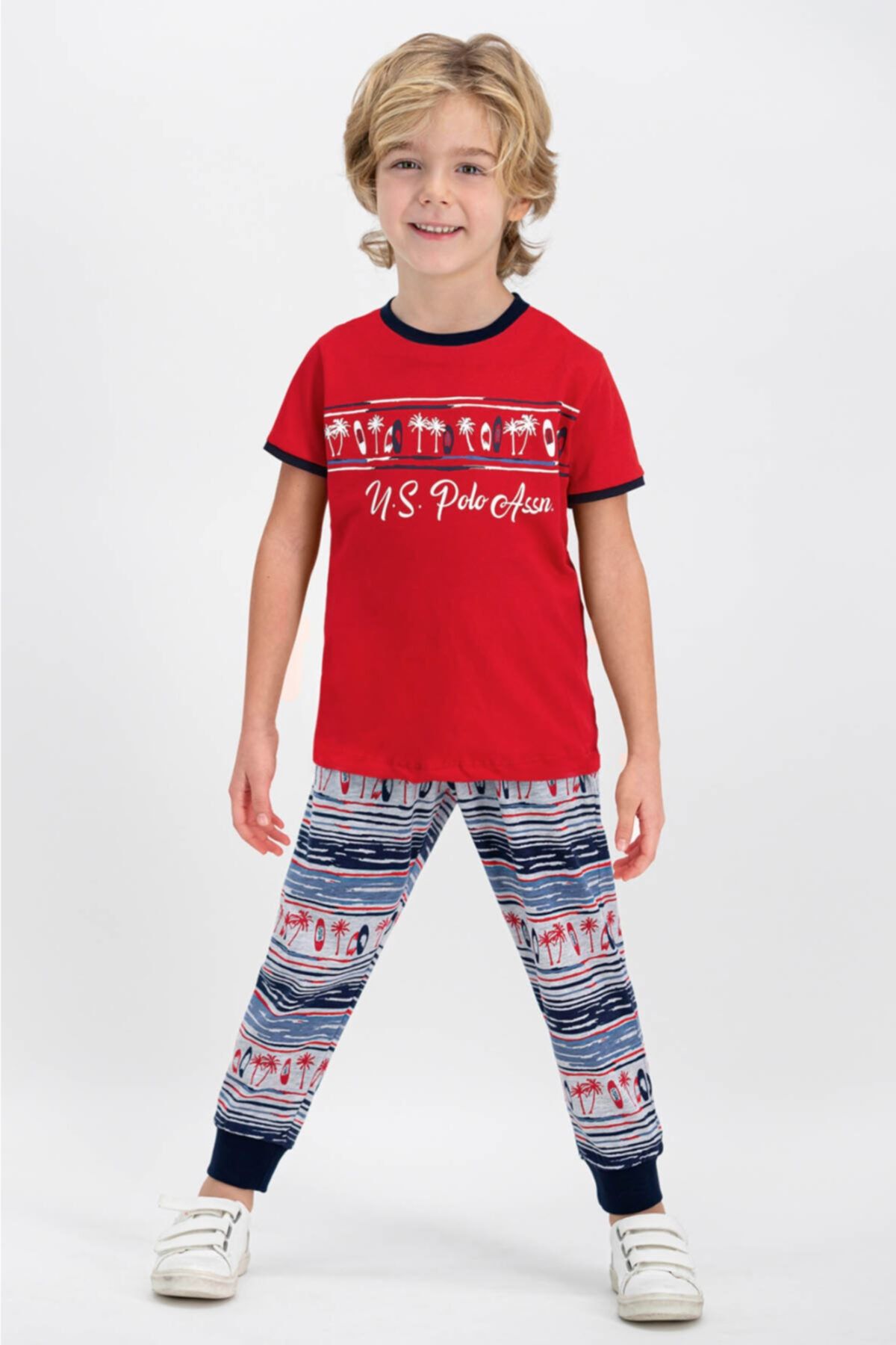 U.S. Polo Assn. Erkek Çocuk  Uspa Kırmızı Kısa Kol Pijama Takımı