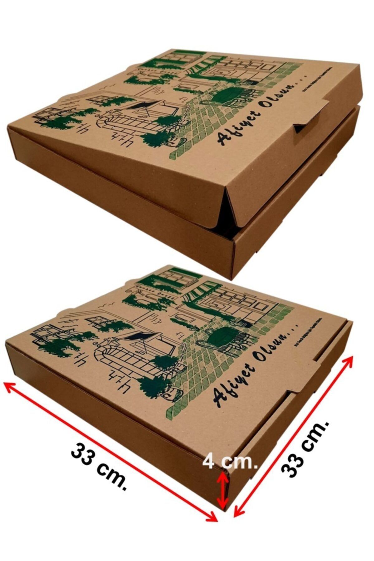 EFEPA Karton Pizza Pide Kutusu 33x33x4 Cm. ( 100'lü Paket )