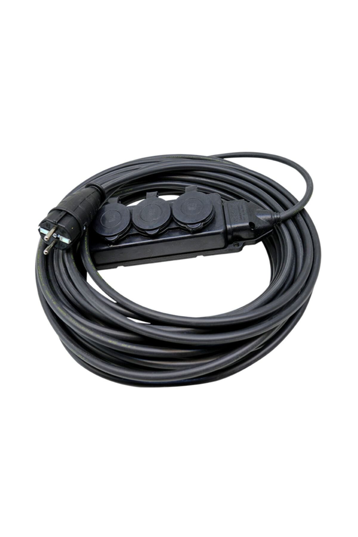 sas kablo Kauçuk Başlıklı 10 Metre Siyah Uzatma Kablosu 3x2,5 mm