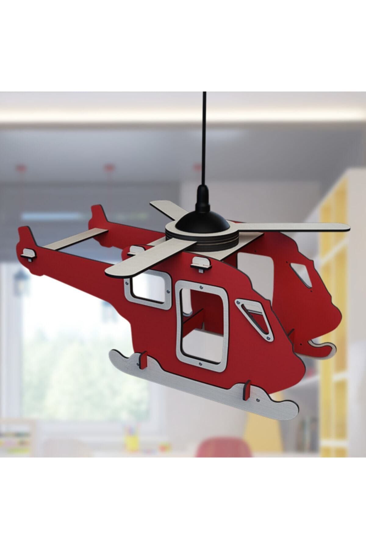 Zerx Kırmızı Helikopter Çocuk Odası Bebek Odası Avize Sarkıt Çocuk Hediyesi