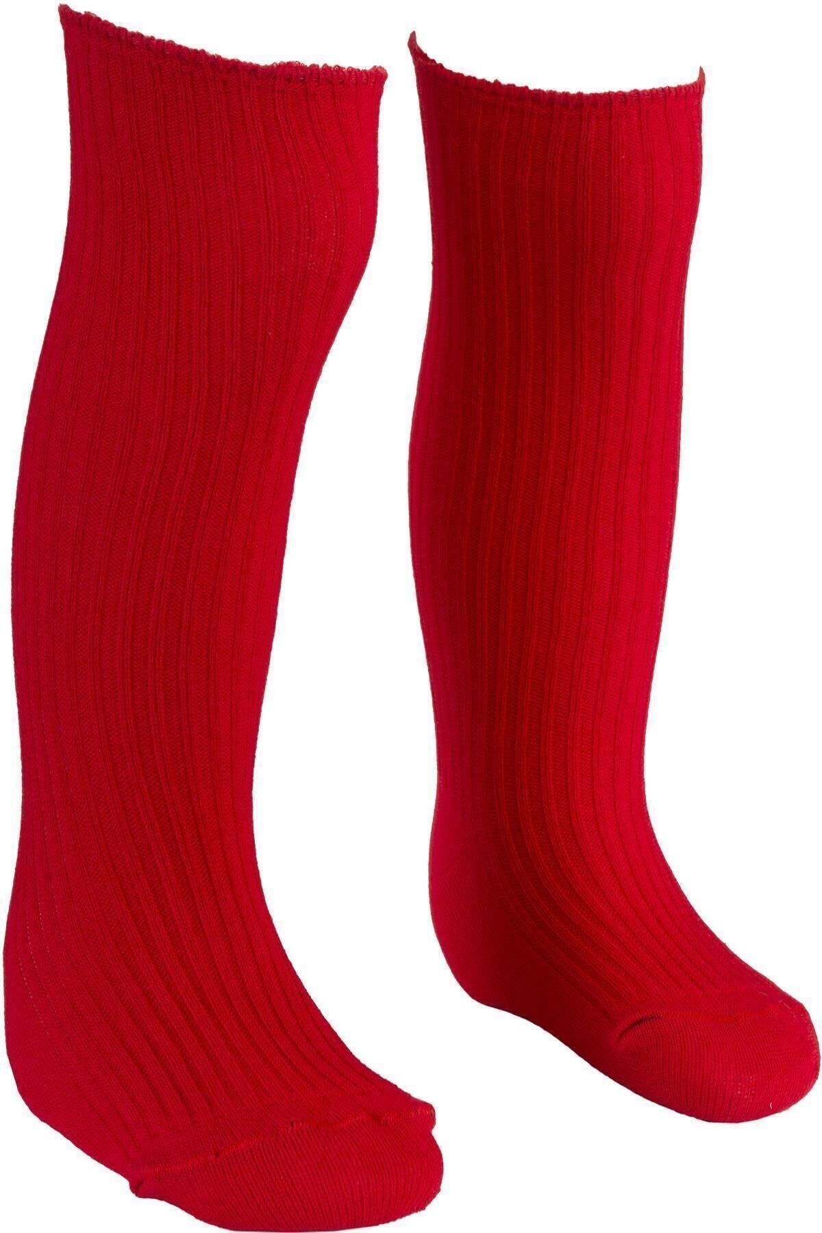 BEBEĞİME ÇORAP Kız Çocuk Kırmızı Derby Dizaltı Çorap