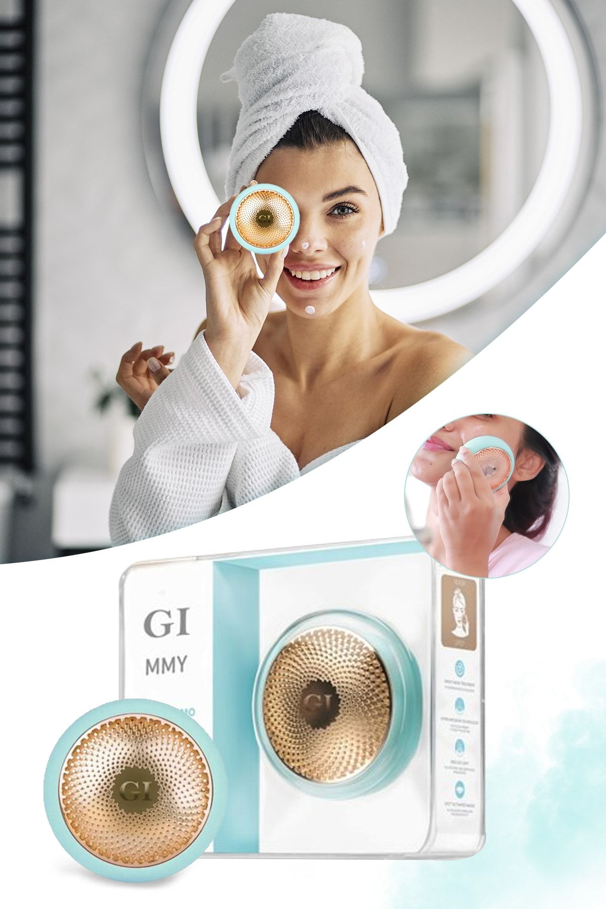 Xolo Gi Mask Ultrasonik Maske Uygulama Cihazı Işık Terapi Akıllı Peeling Mavi Yüz Maske Masaj Cihazı