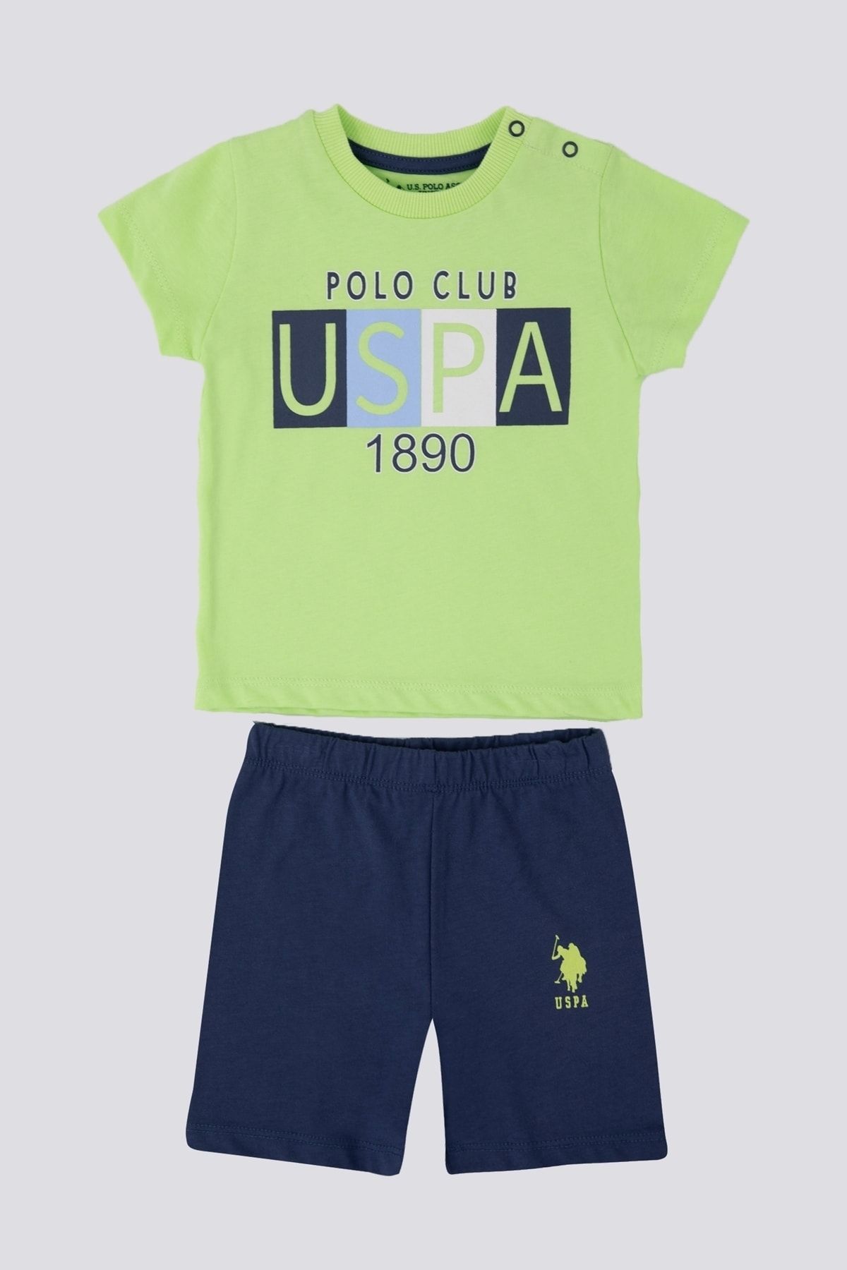 U.S. Polo Assn. Yeşil Erkek Bebek 2'li T-shirt Takım