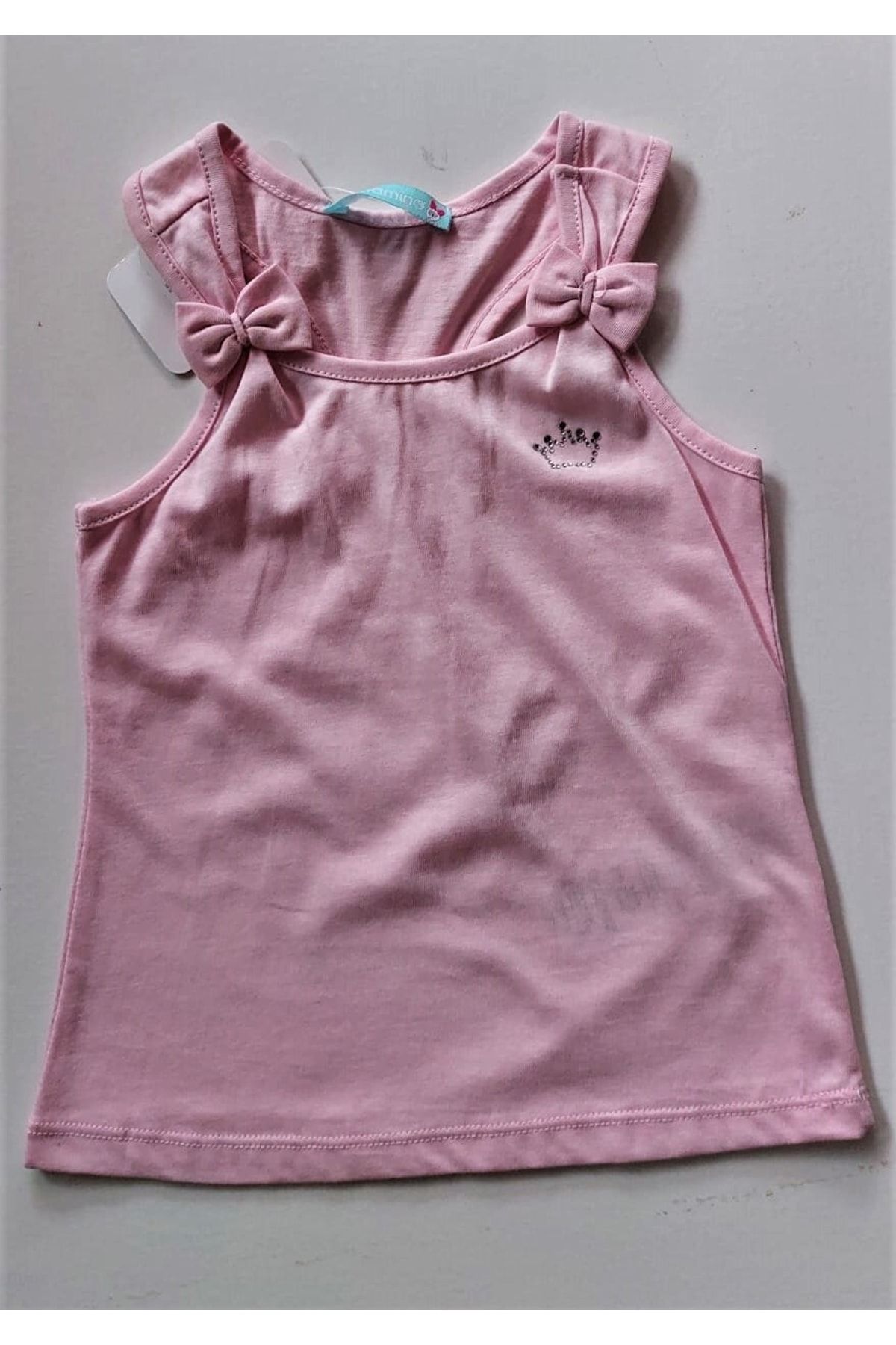 Mamino Kız Çocuk %100 Pamuk Cotton Pembe Renk Atlet Bluz
