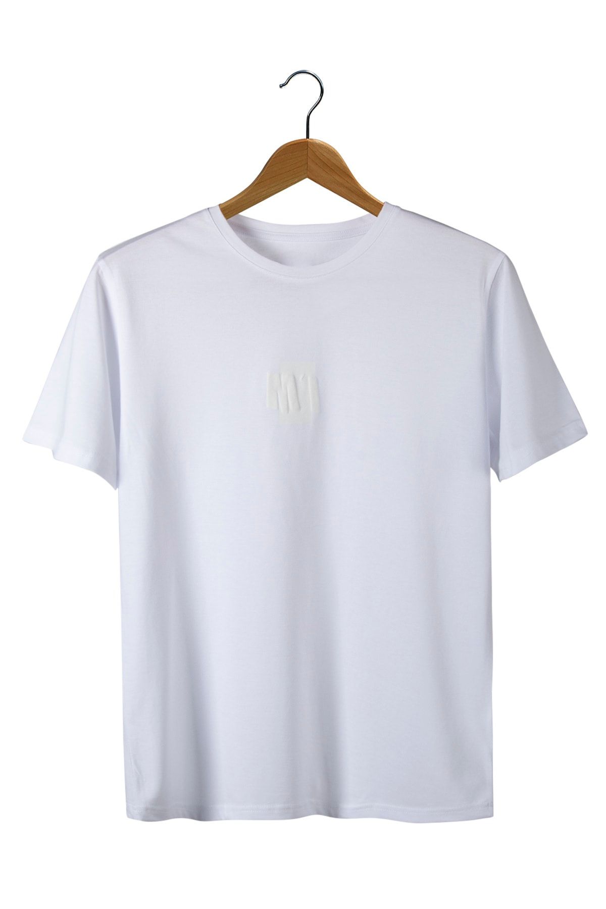 VEAVEN Beyaz Ön Ve Arkası Kabartma Baskılı Oversize T-shirt