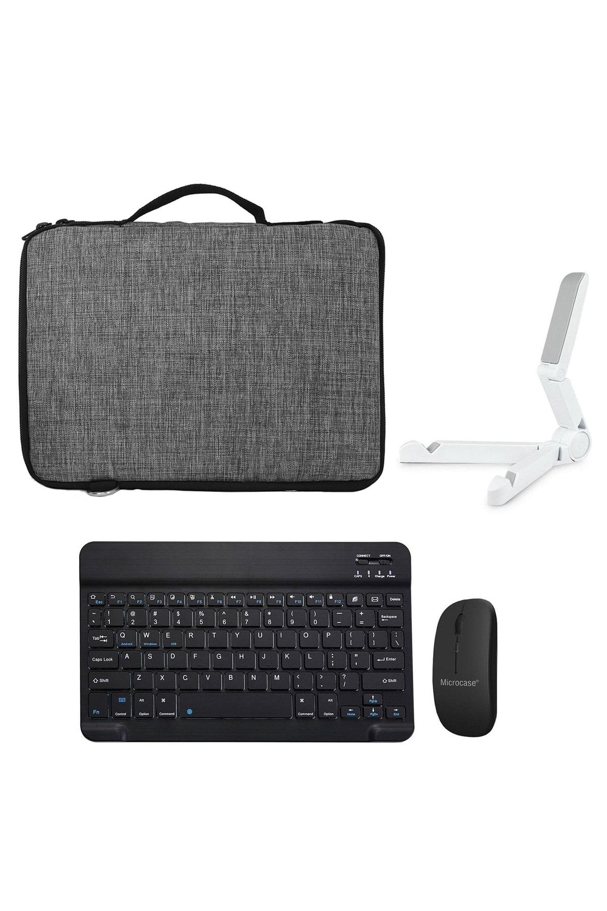 Microcase Ipad 6-7-8-9 Nesil 10 .2 Tablet Çanta + Bluetooth Klavye + Mouse + Tablet Standı - Al8112