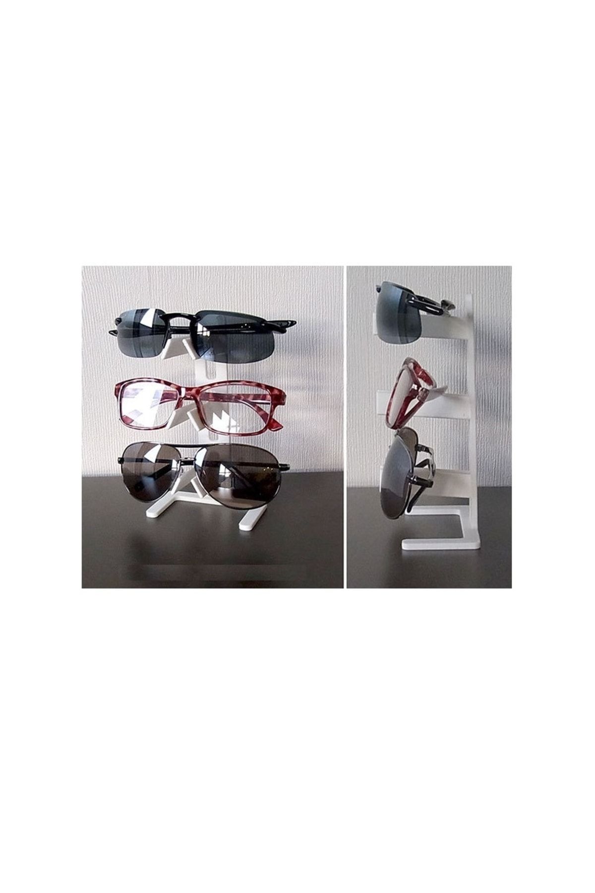 Root Made 3'lü Gözlük Standı Gözlük Organizer Üniversal Gözlük Düzenleyici 3 Bölmeli