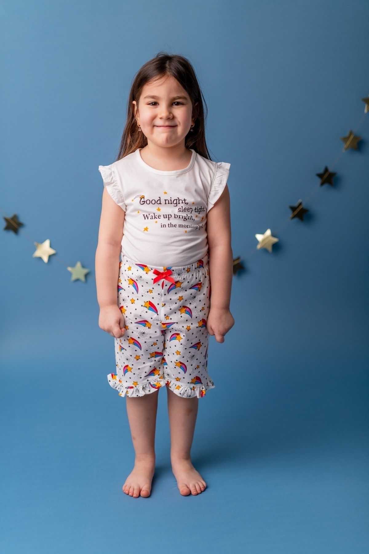 Zeyland Kız Bebek Beyaz Stars Şortlu Pijama Takımı (1-6YAŞ)