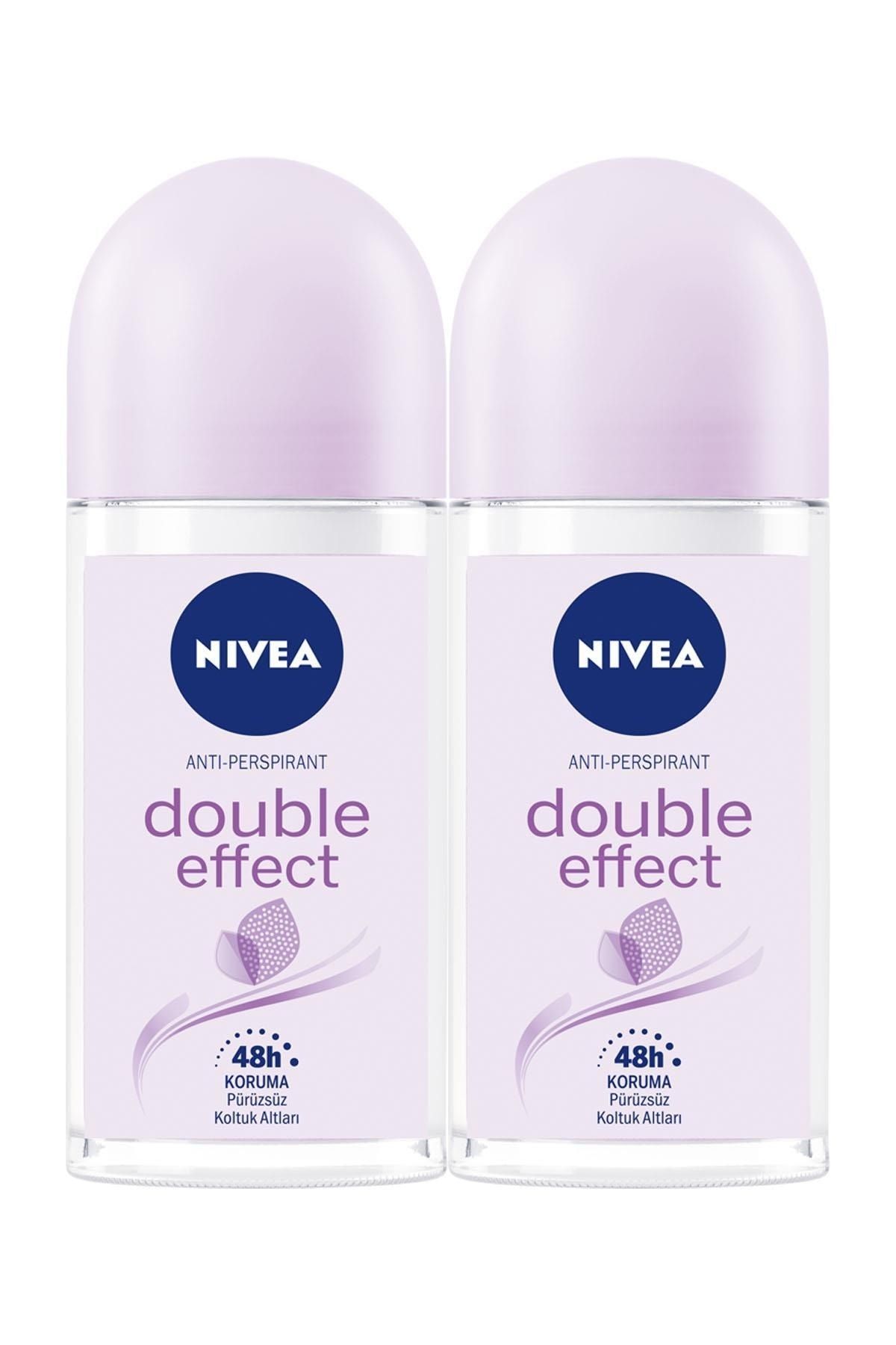 NIVEA Kadın Roll On Deodorant Double Effect 50mlx2, 48 Saat Koruma,Pürüzsüz Koltuk Altı