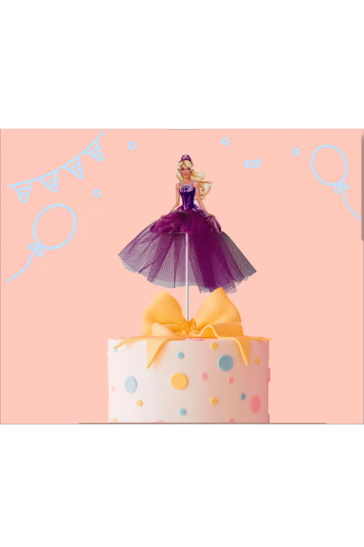 Atolye Doruk Barbie Bebek Konsepti (3 Adet) Kız Çocuk Doğum Günü Partisi Pasta Çubuğu-prenses Pasta Süsü-hediye