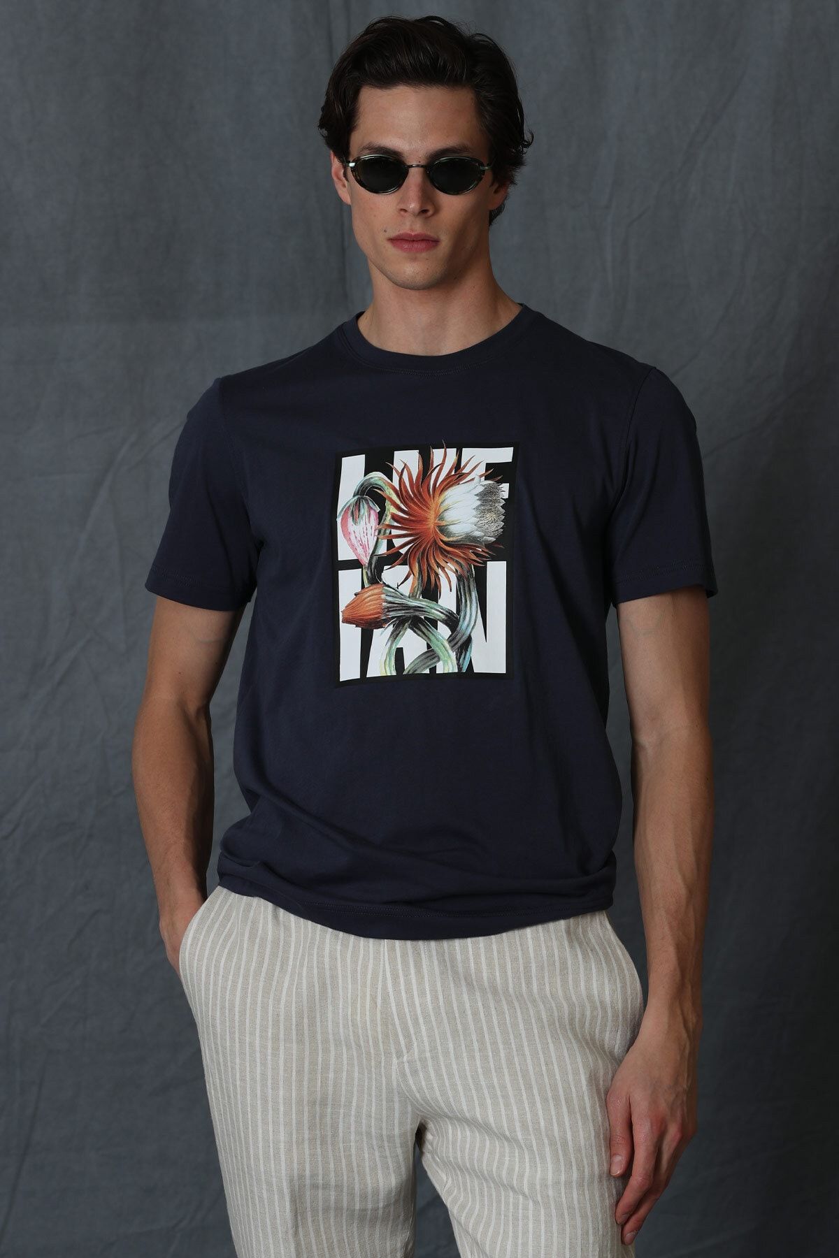 Lufian Blake Modern Grafik T- Shirt Antrasit