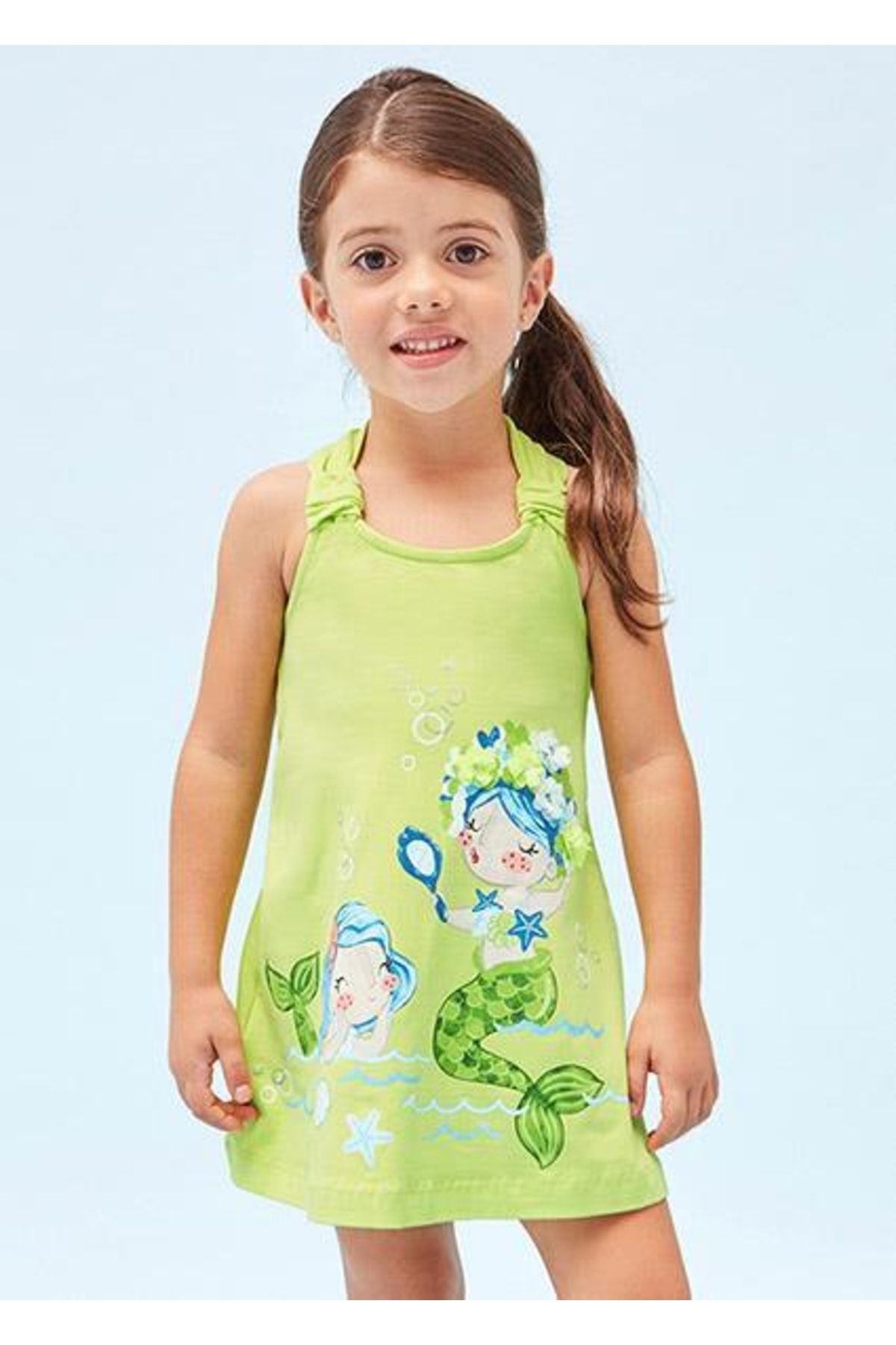 Mayoral Kız Çocuk Yeşil Aplıkelı Elbise