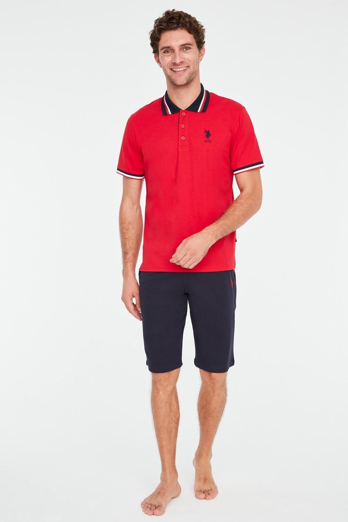 U.S. Polo Assn. Erkek Kısa Kol Kırmızı Şortlu Pijama Takımı 1c8t6n89