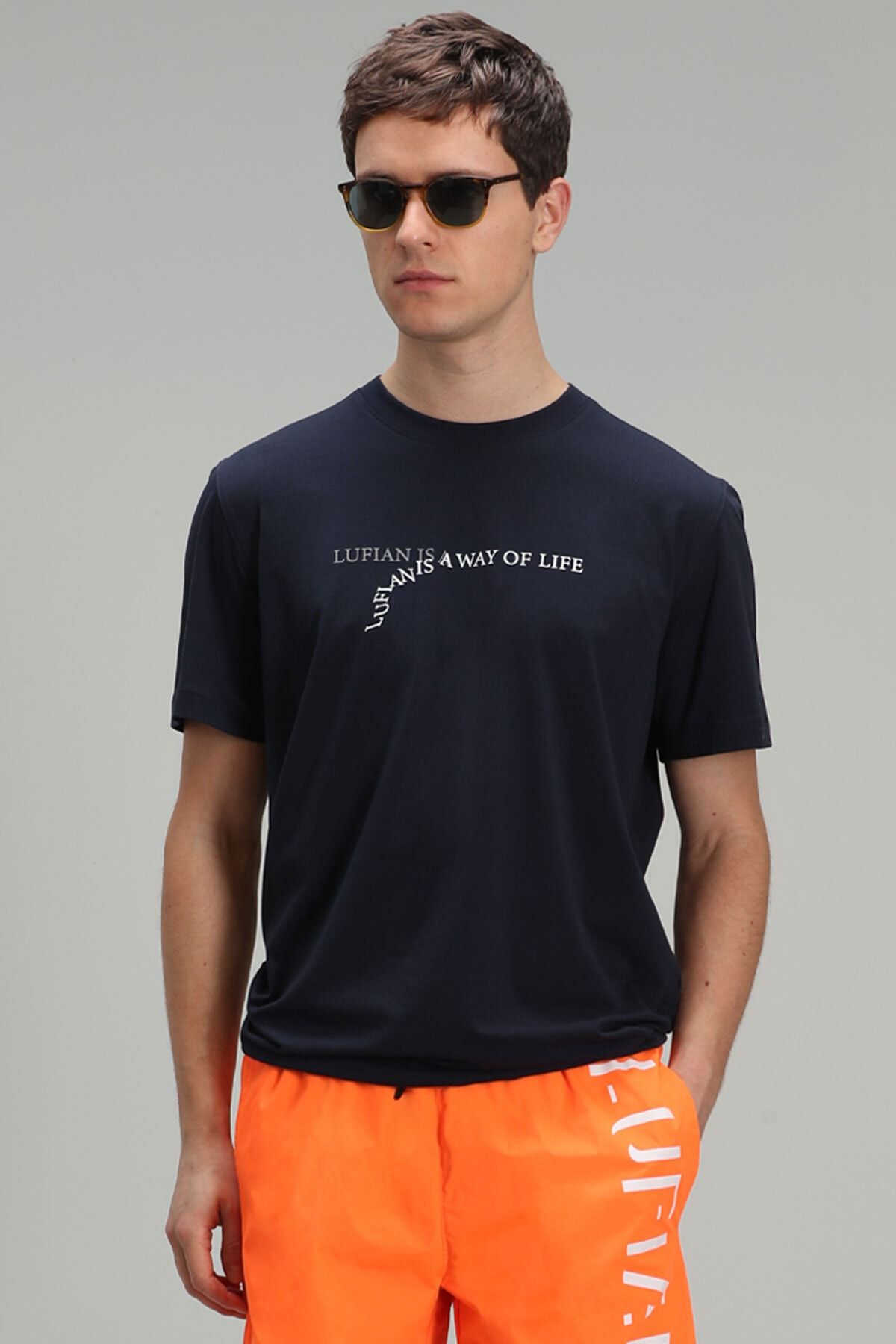Lufian Stewart Modern Grafik T- Shirt Lacivert