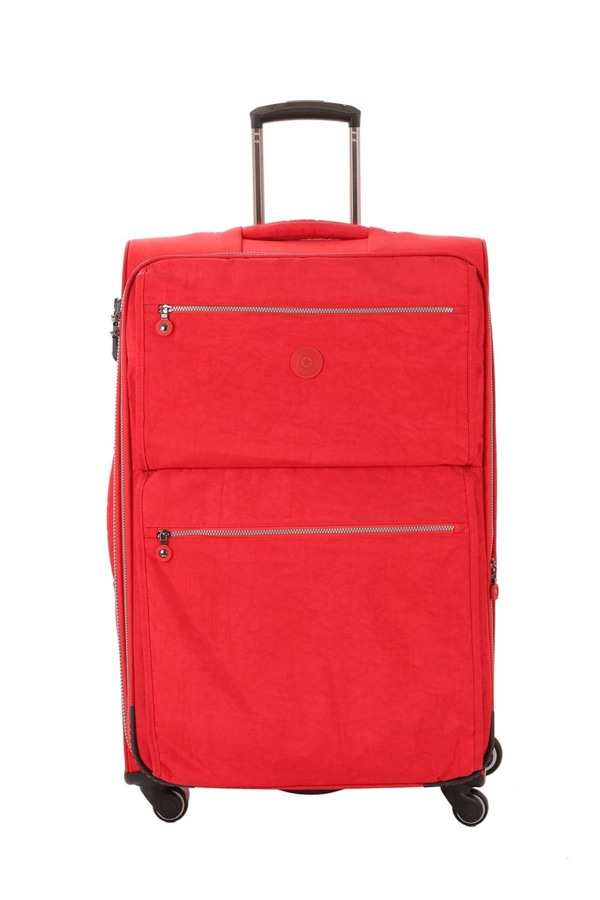 MÇS V111-1 Kırmızı Krinkle Kumaş Büyük Boy Valiz, Bavul