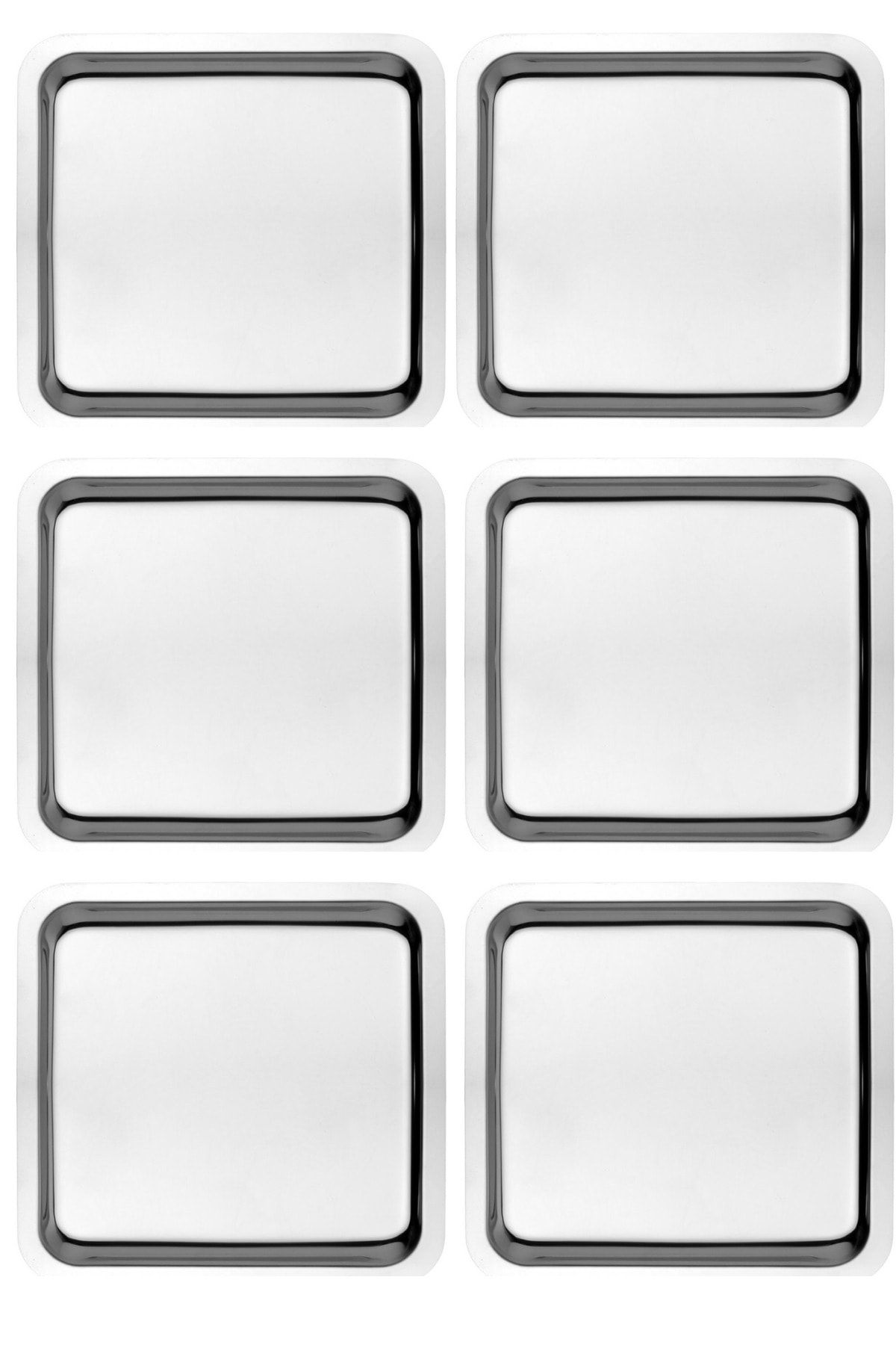 Kitchen Design Lab 6 Adet Paslanmaz Çelik Gümüş Renk Sunum Tepsisi 21 X21 Cm Çay Kahve Pasta Tatlı Servis Sunum Tepsisi