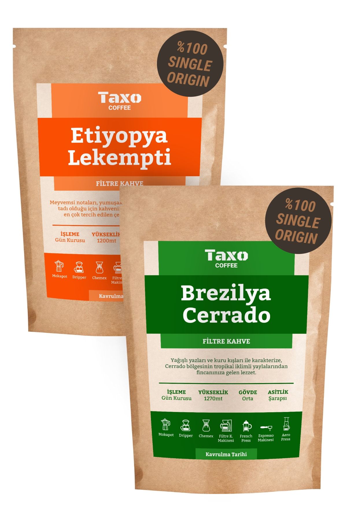 Taxo Coffee Etiyopya Brezilya 2x200gr Filtre Kahve