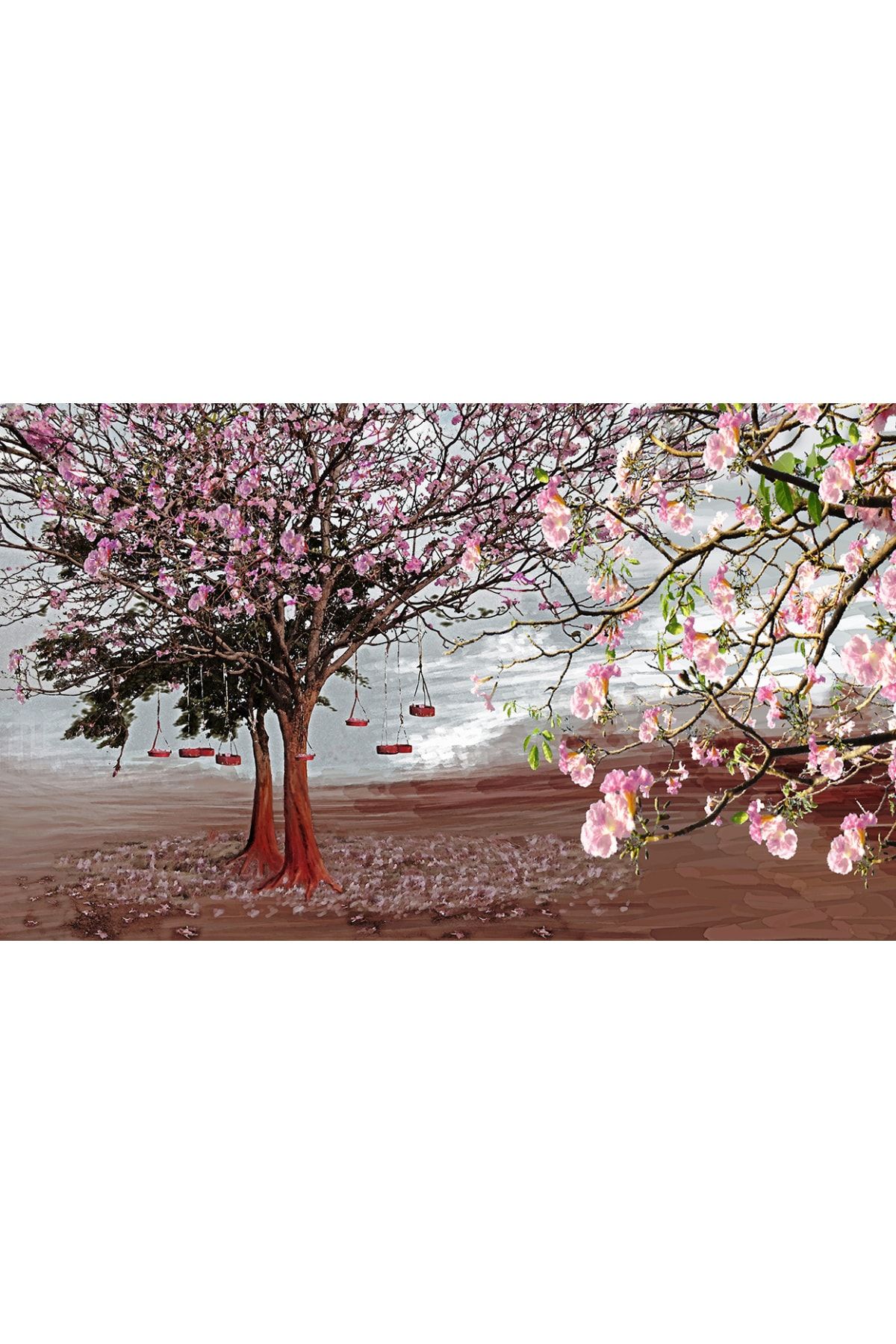 dreamwall Pembe Çiçekli,ağaç Desenli Duvar Kağıdı/kumaşı