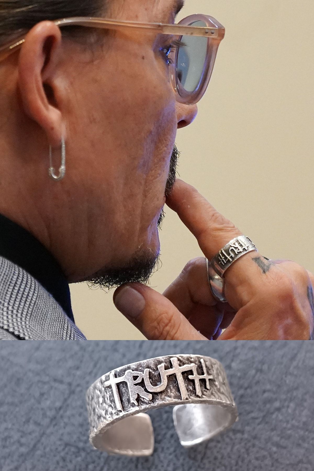 Fildişi Aksesuar Truth Johnny Depp Yüzüğü Şekilli Unisex Yüzük Gümüş Kaplama Ayarlanabilir El Yapımı Gotik Yüzük