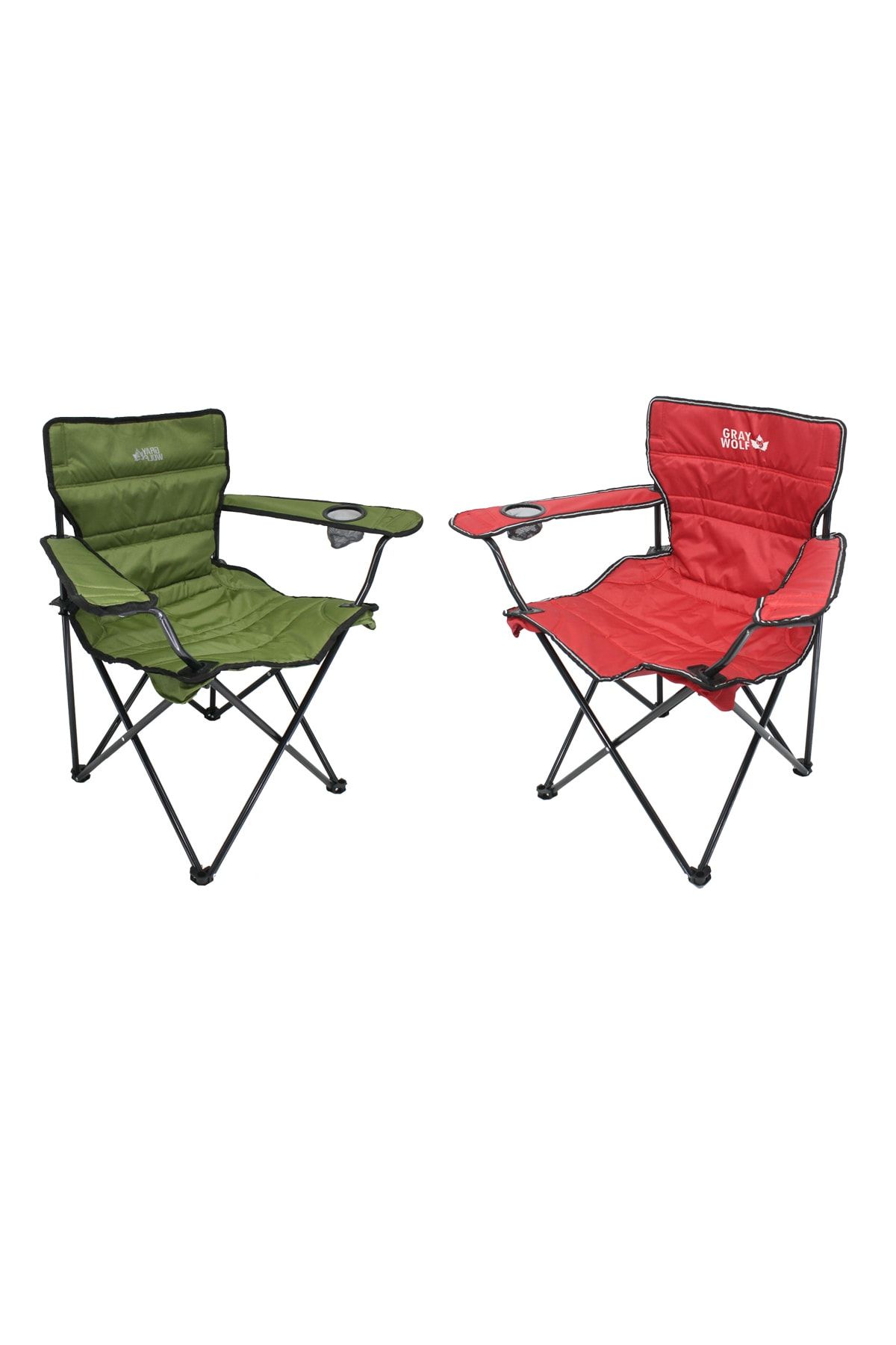 GRAY WOLF Quatro Katlanır Lüks Kamp Sandalyesi - 2 Adet (yeşil - Kırmızı)