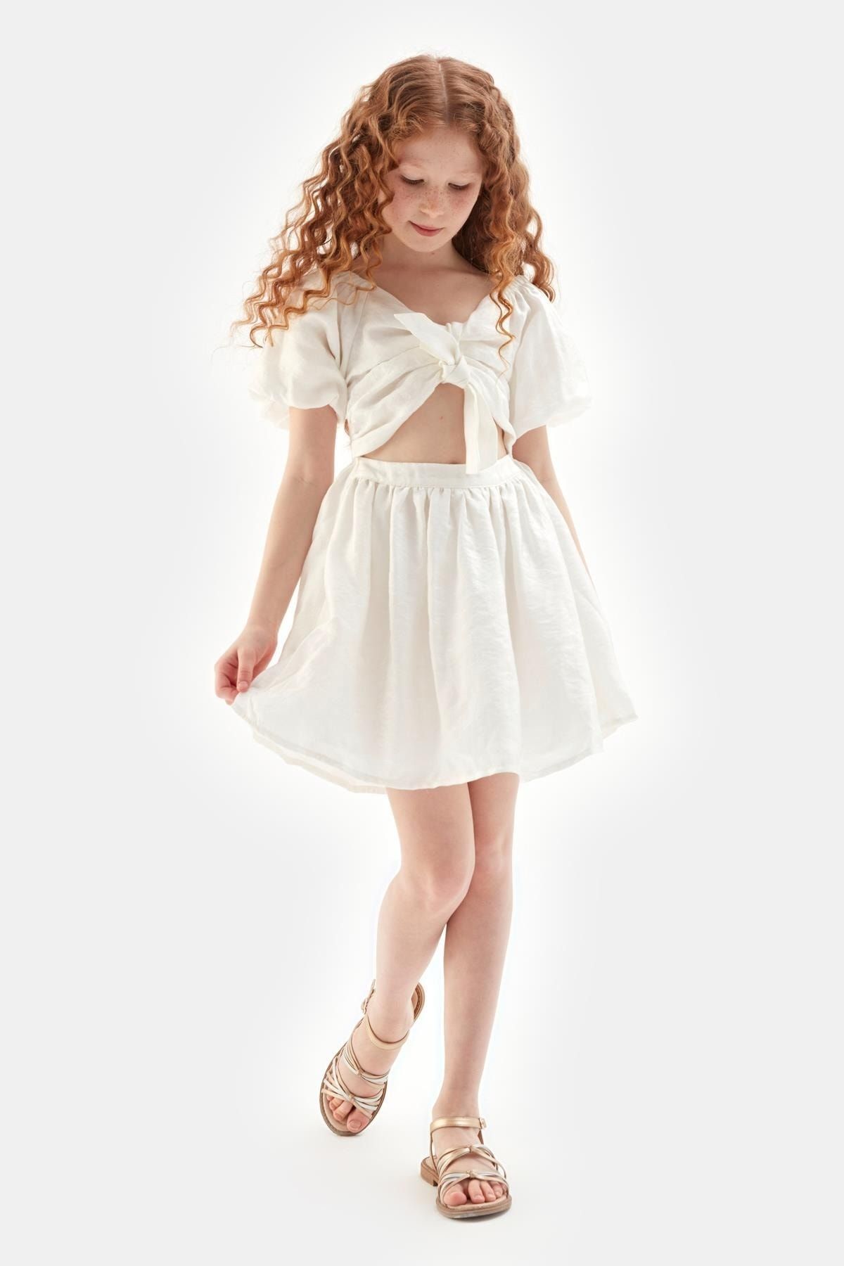 Tyess Kız Çocuk Beyaz Elbise 23ss0tj4915