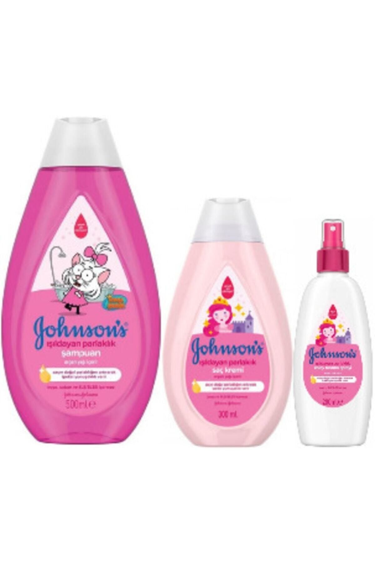 Johnson's Işıldayan Parlaklık Seti Şampuan 500 ml, Saç Kremi 300 ml, Kolay Tarama Spreyi 200 ml