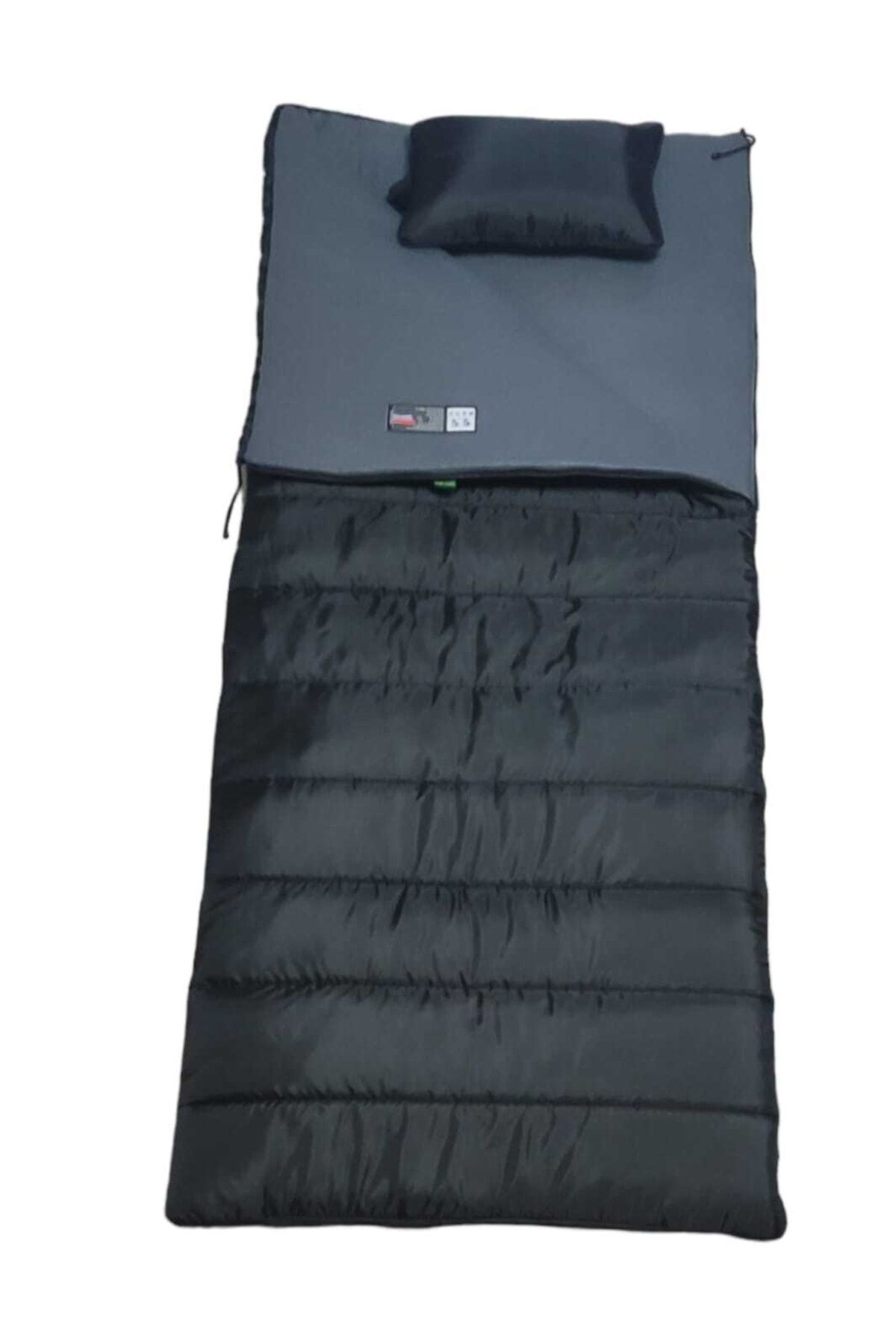 Genel Markalar Tim-18 350 gr Içi Gri Polarlı Yastıklı Battaniye Tipi Uyku Tulumu Siyah Tm597