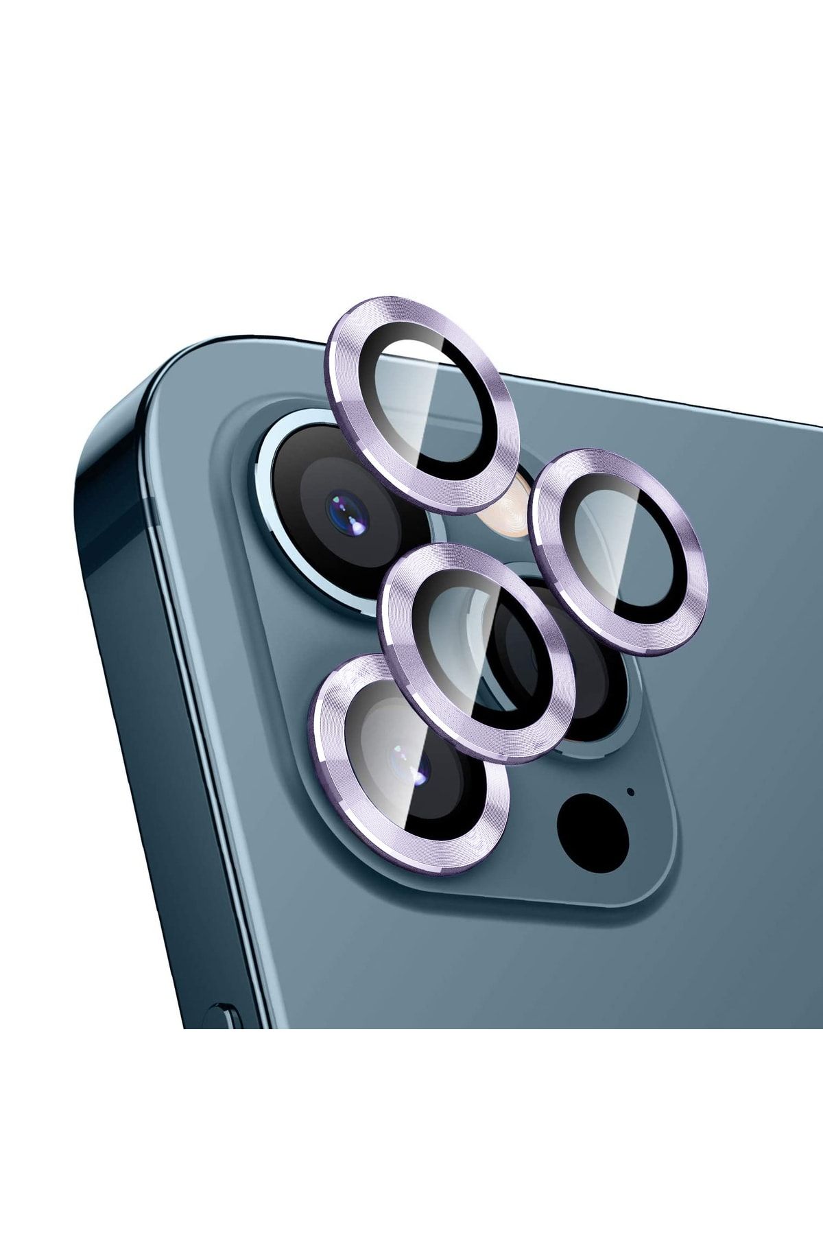 Bufalo Iphone 12 Pro Kamera Lens Koruyucu Cam Metal Kenarlı 3lü Set Lila