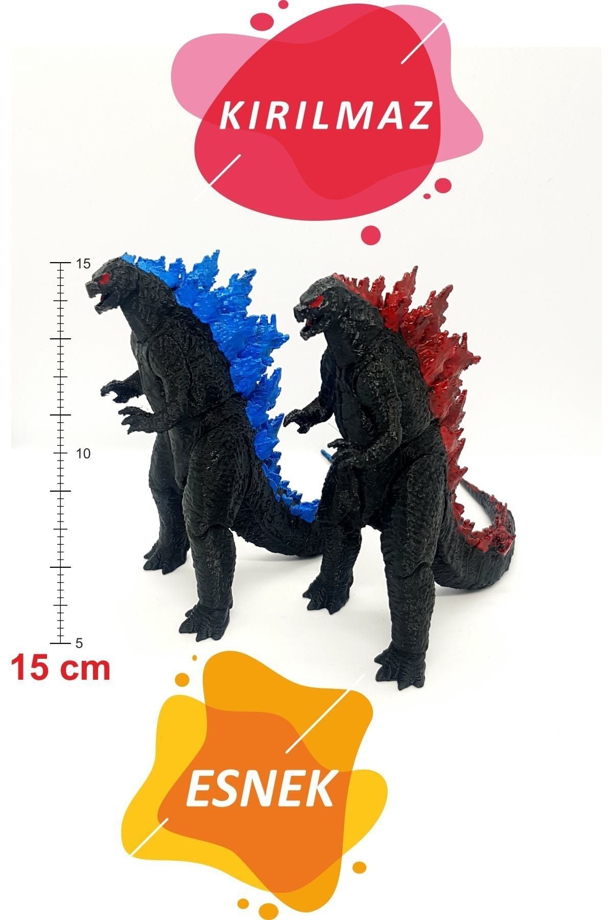 Üçüncü Boyut Dizayn Godzilla 2'li Oyuncak Seti 15 Cm