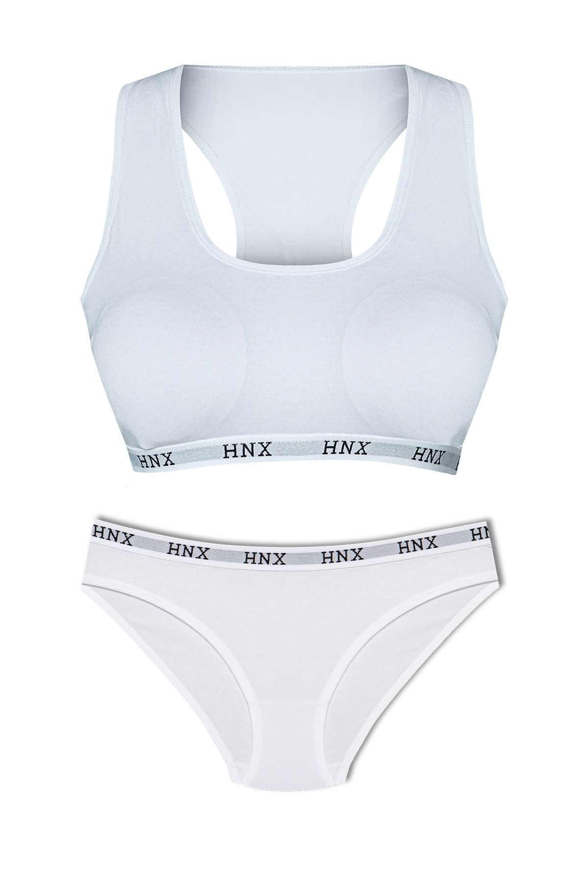 HNX Beyaz Lastikli Spor Sütyen Ve Bikini Kadın Külot