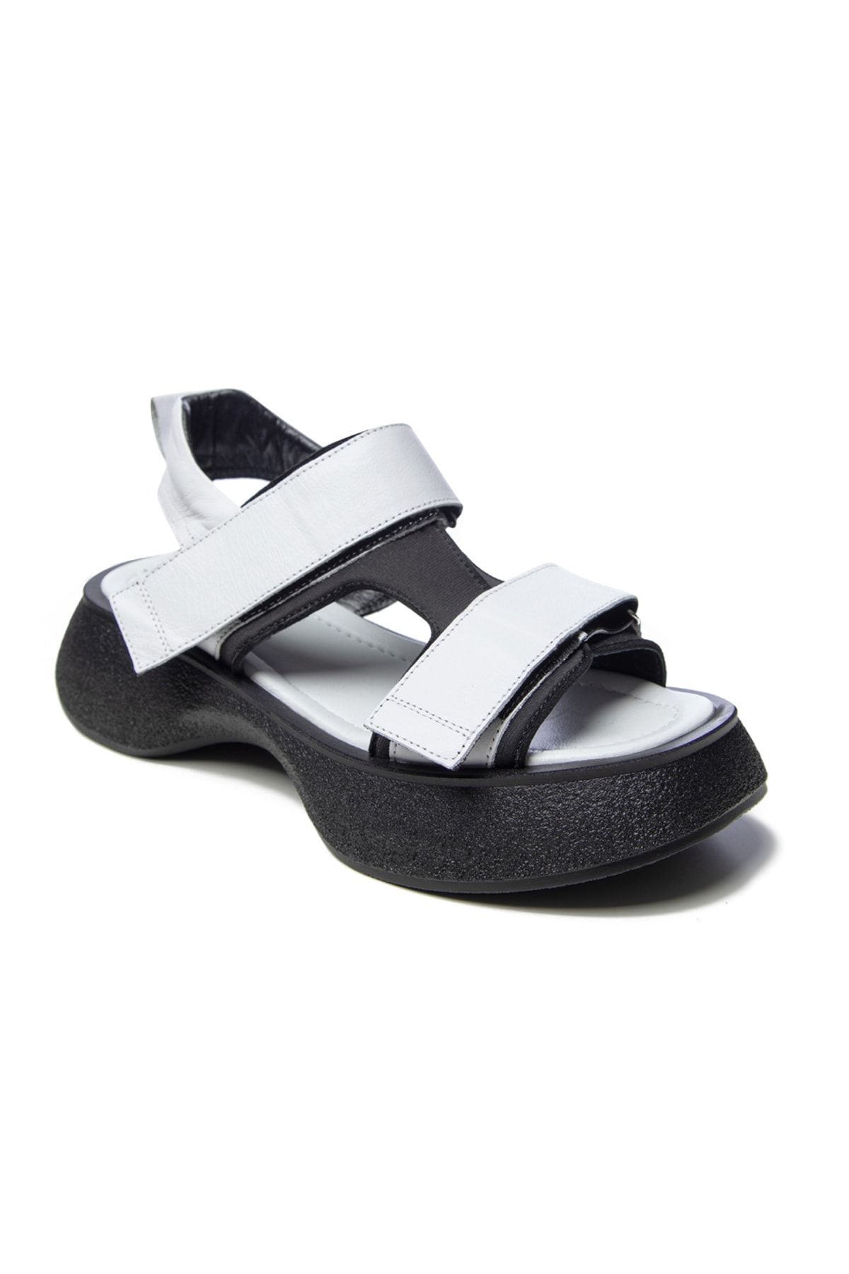 John May Kadın Sandalet Gtn-23552 Beyaz Siyah